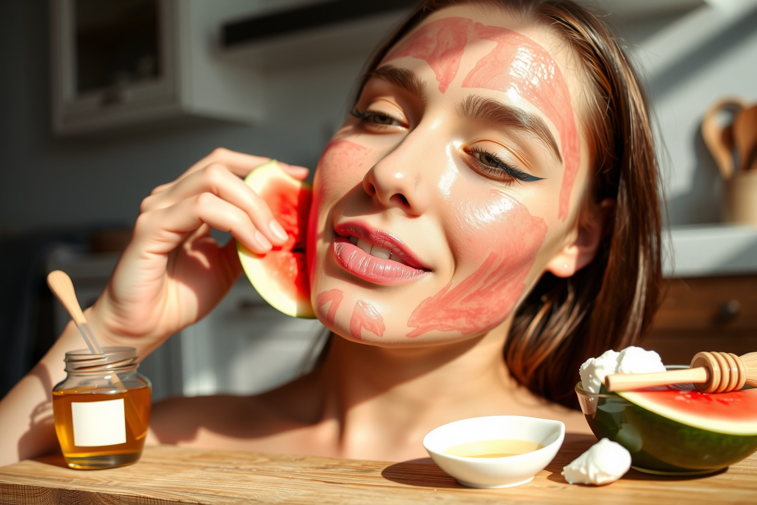 A dinnyés arcmaszk hidratálja és frissíti a bőrt természetesen.