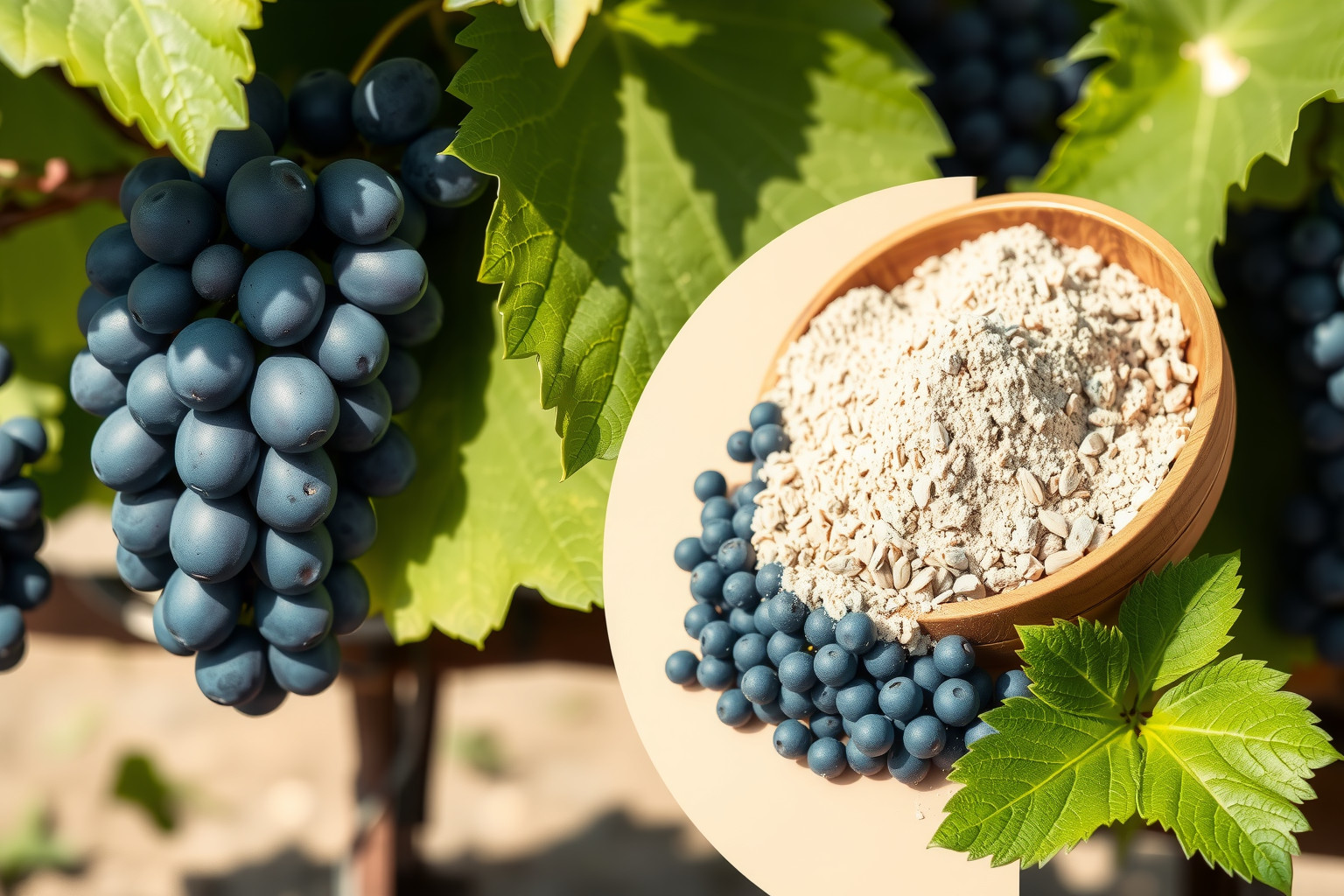 Fenntartható kékszőlőmag őrlemény csökkenti hulladékot, növeli antioxidáns hatást.