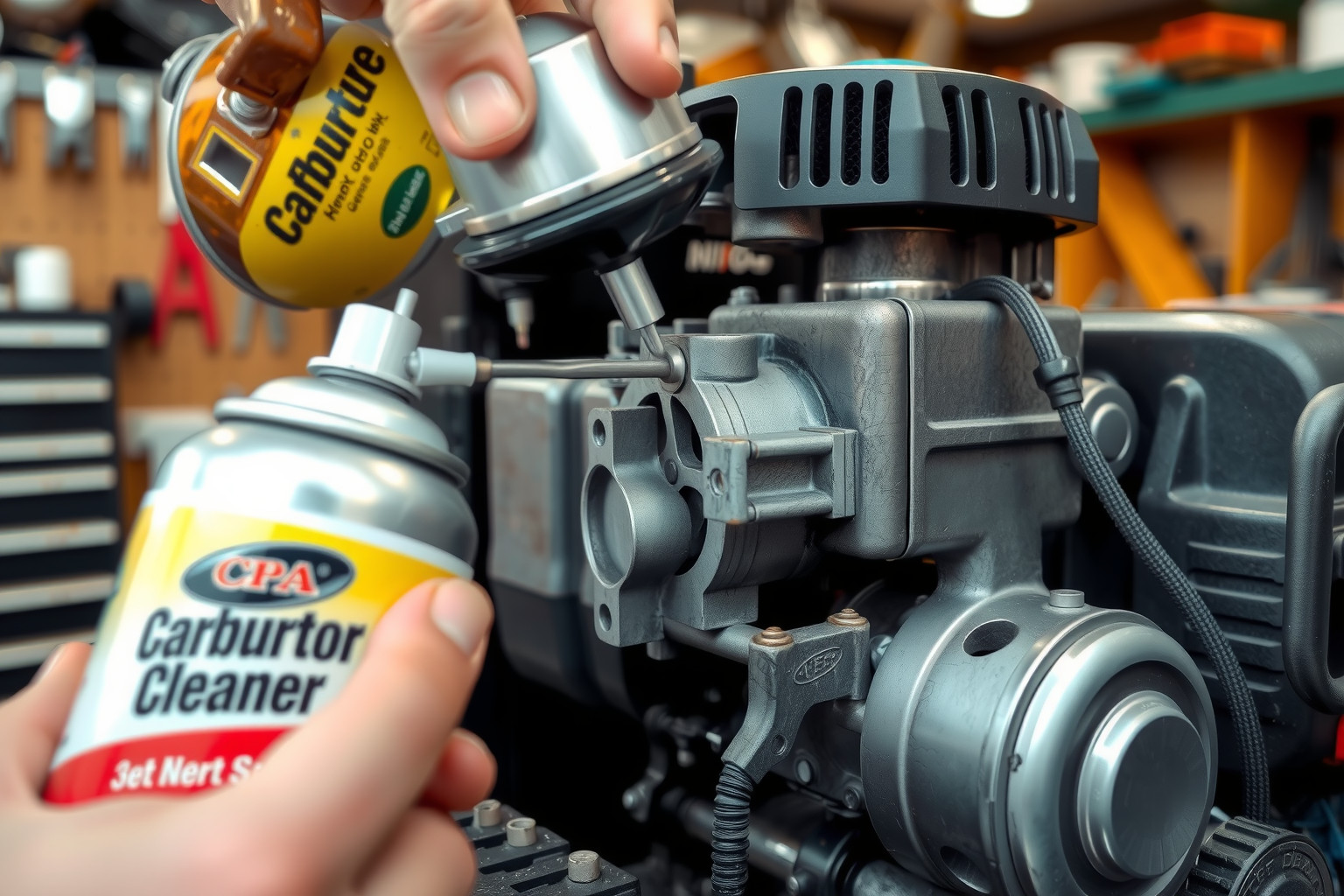 A karburátor tisztító spray gyorsan eltávolítja a lerakódásokat.
