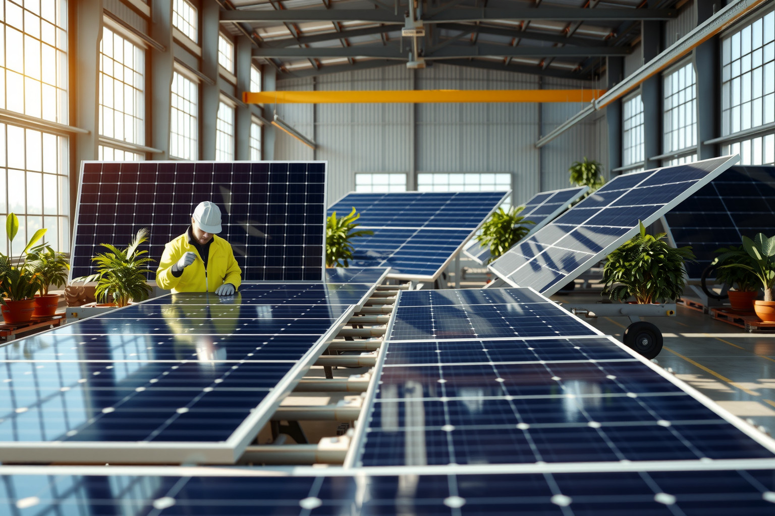 A napkollektorok gyártása csökkenti a szénlábnyomot és hulladékot.