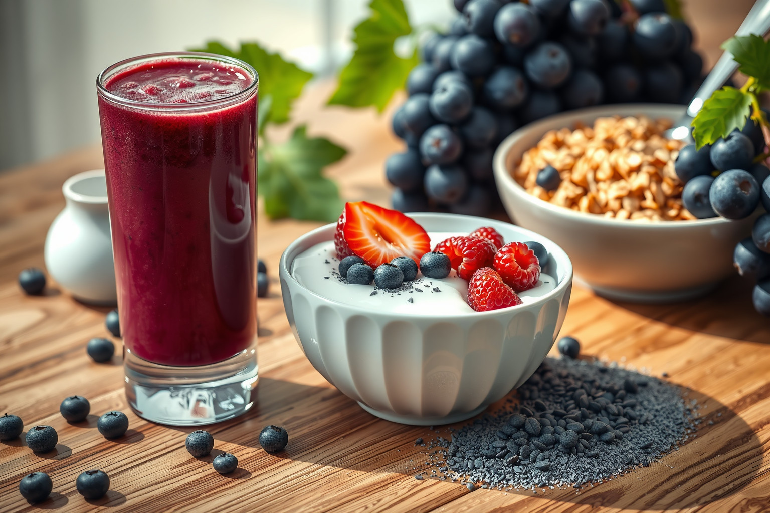 A kékszőlőmag őrlemény antioxidáns tartalma fokozza smoothie ízét.