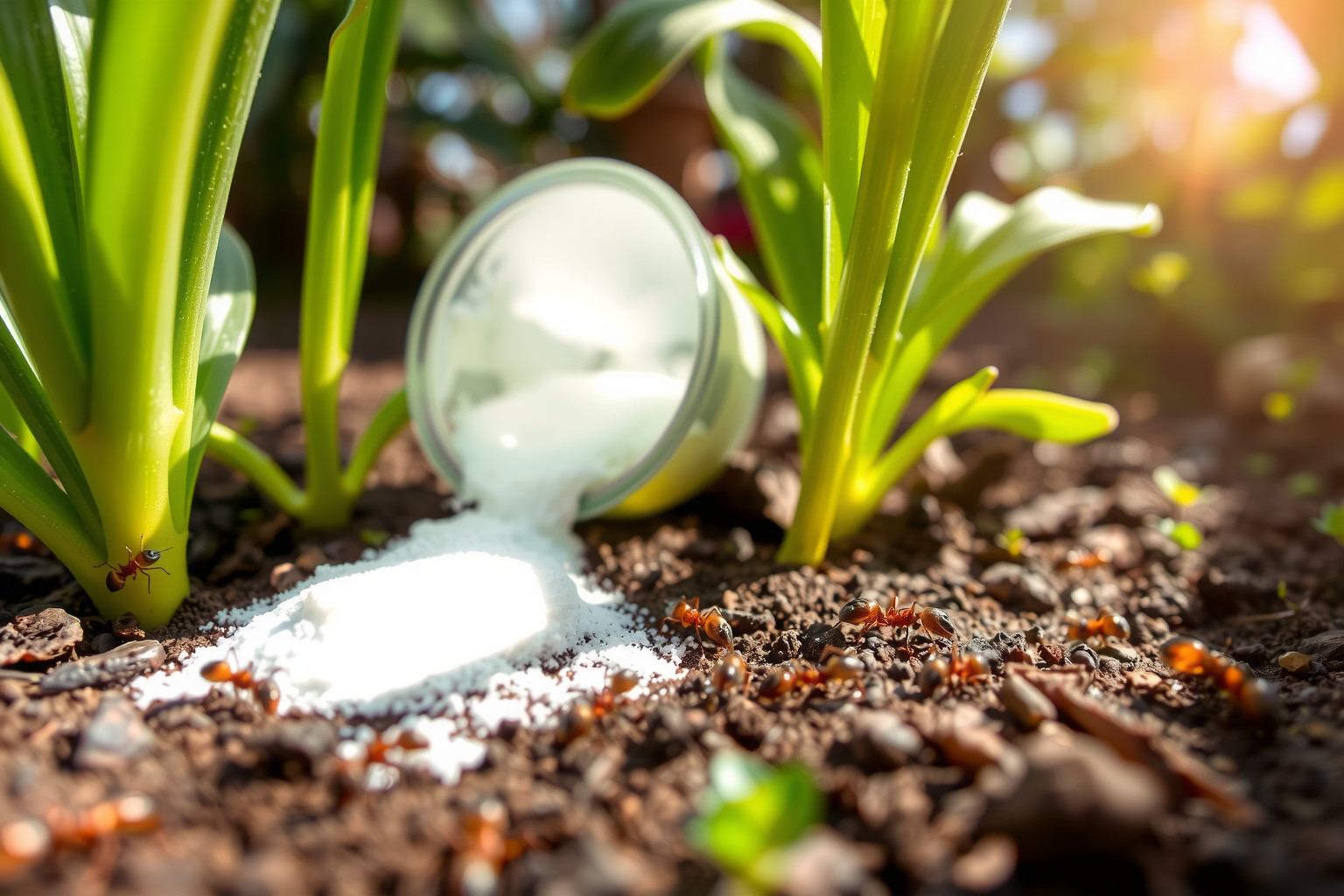 A szódabikarbóna természetes módon távol tartja a hangyákat kertben.