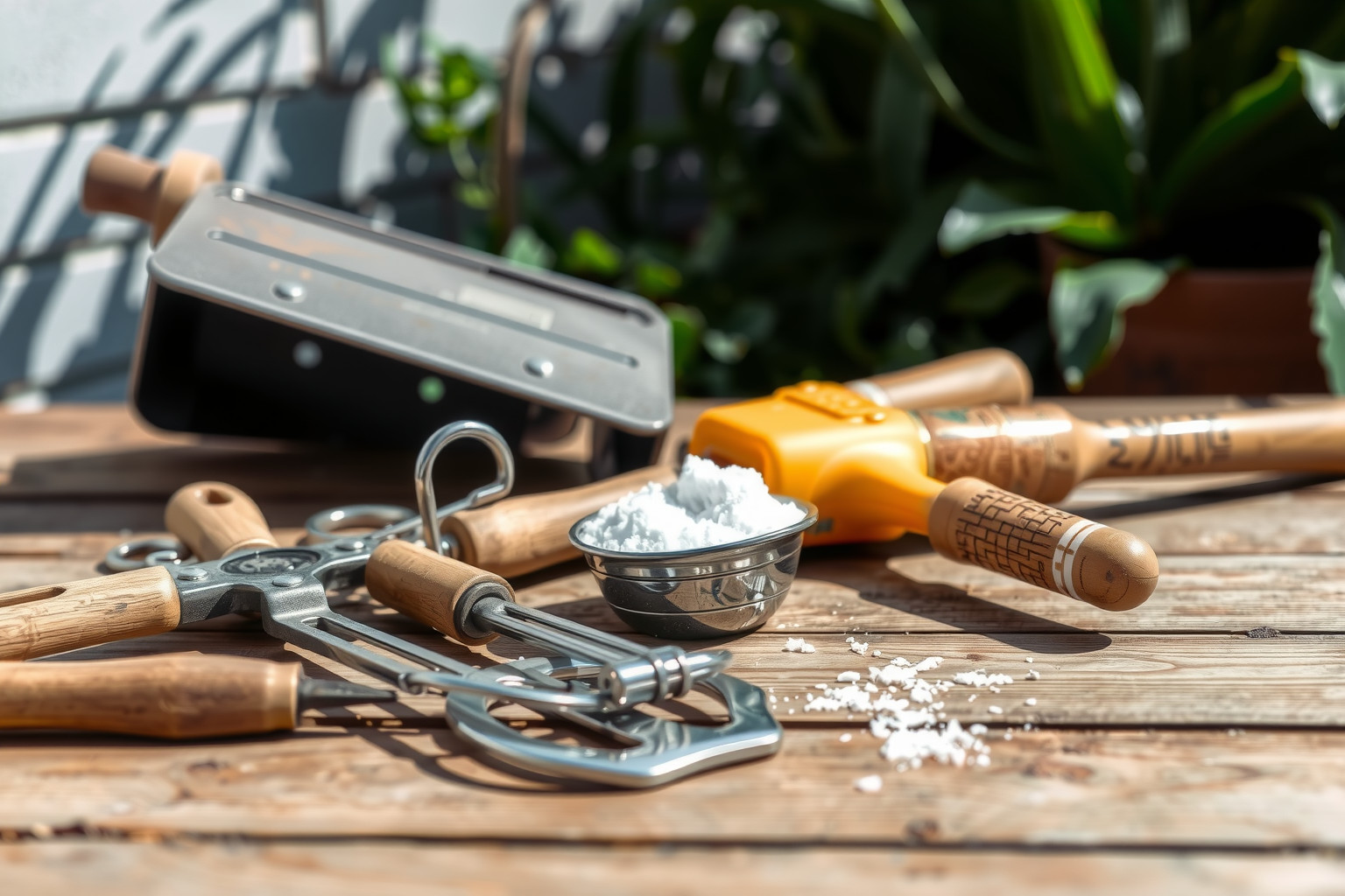 A szódabikarbóna hatékonyan tisztítja és fertőtleníti a kerti eszközöket.