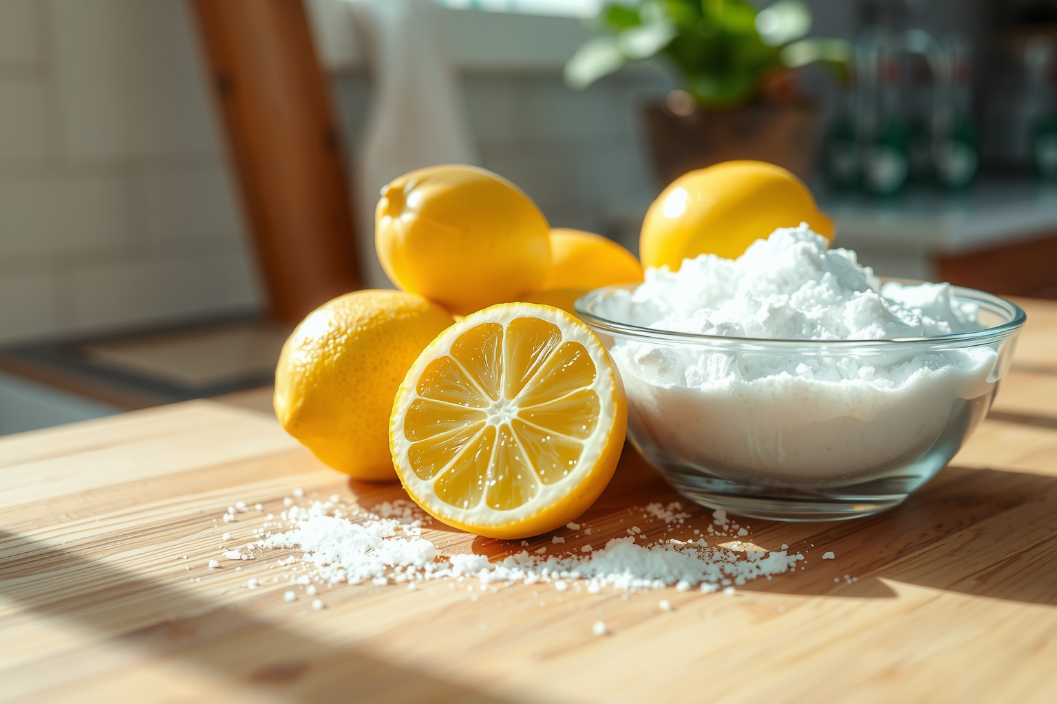 A szódabikarbóna és citromlé hatékony fehérítő természetes párosítása.
