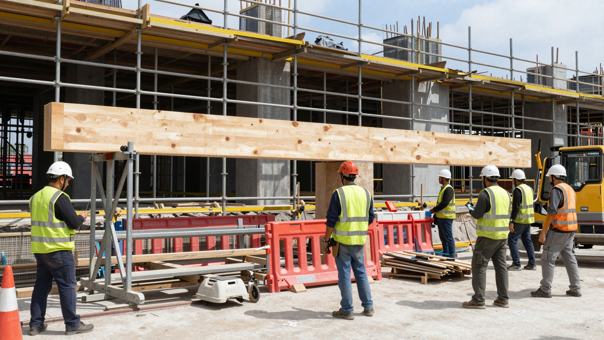 A csonkapalló növeli az építkezési állványok stabilitását és biztonságát.