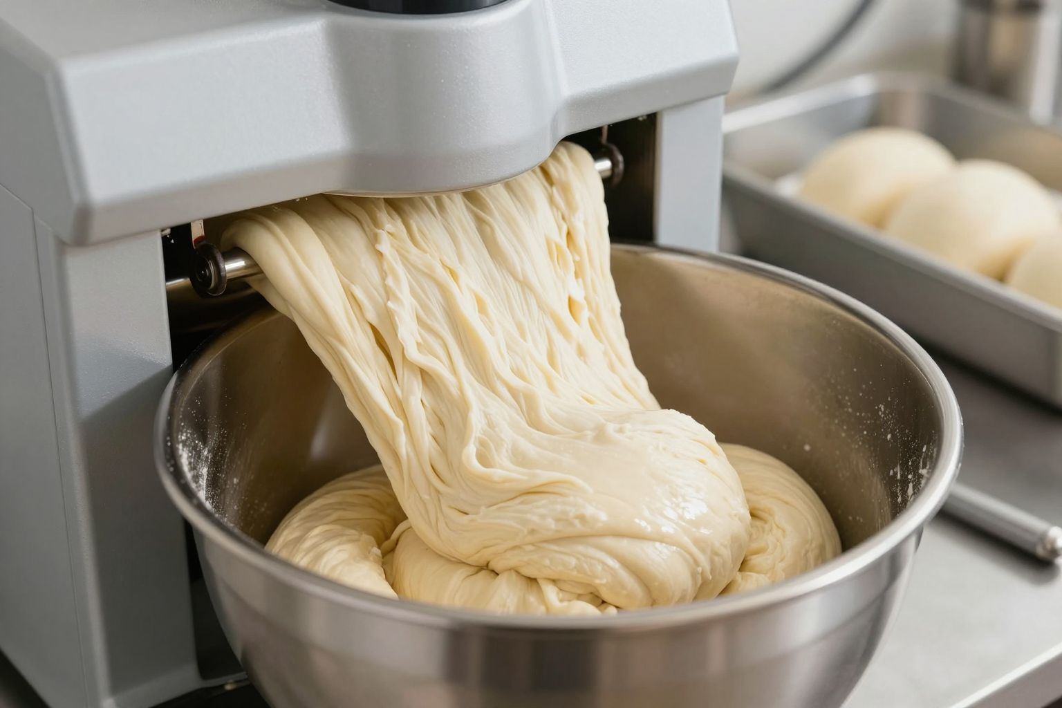 A dagasztógép javítja a tészta rugalmasságát és szerkezetét.