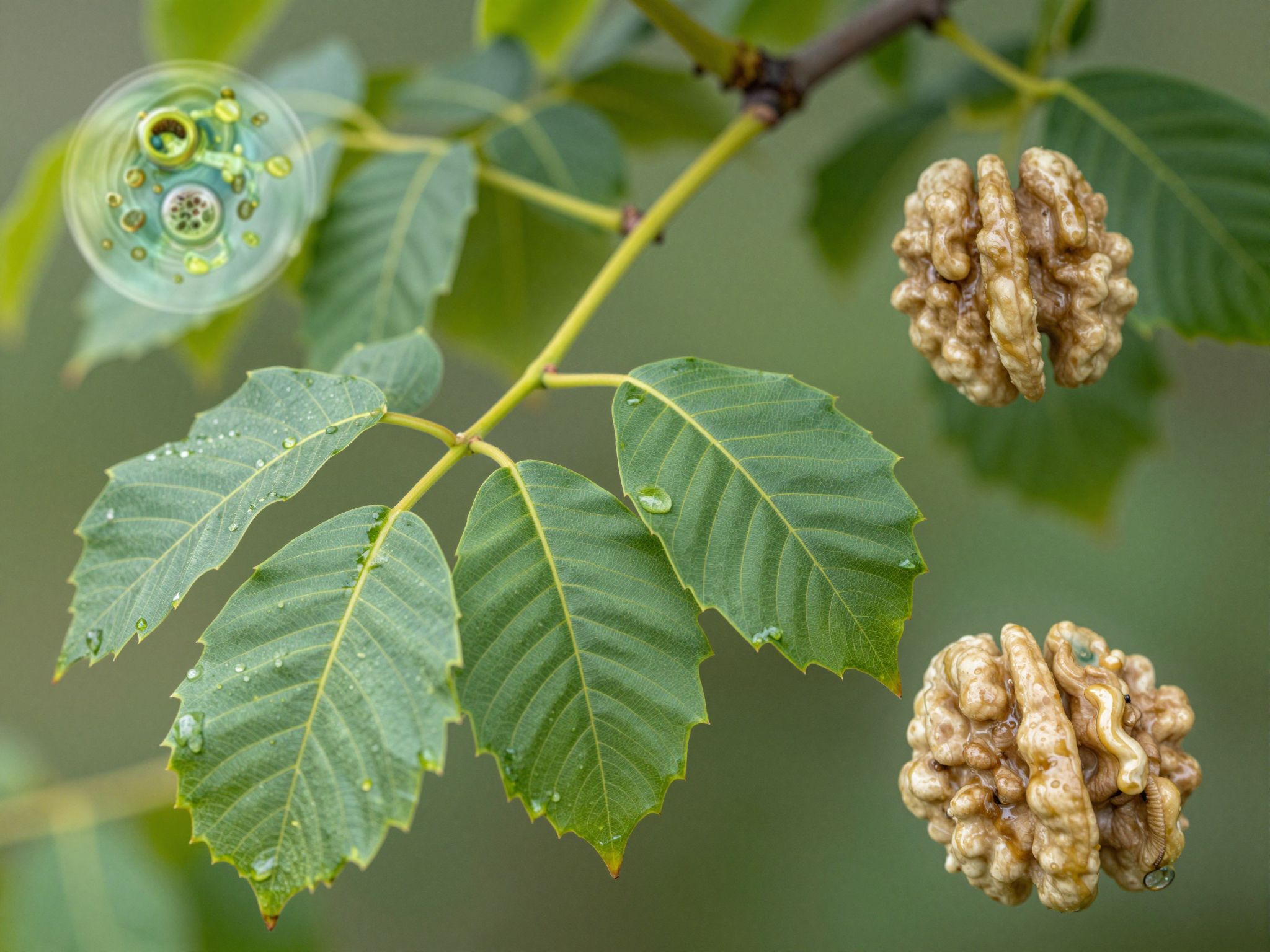 A diófalevél hatékonyan gátolja baktériumok és gombák szaporodását.