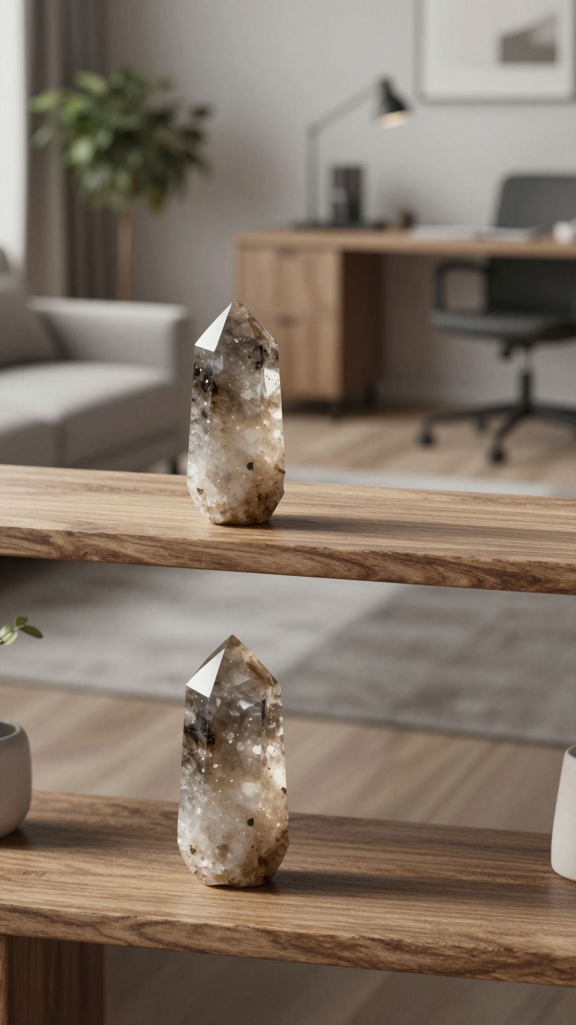 A füstkvarc megnyugtatja a teret és felszívja a negatív energiákat.