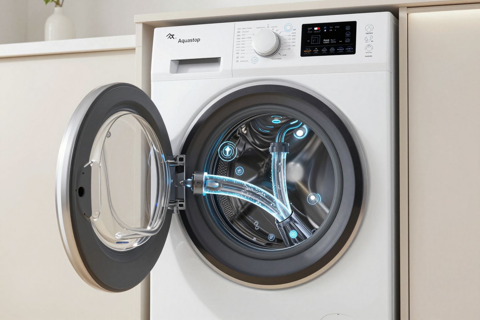 Az intelligens Aquastop automatikusan felismeri és megszakítja a vízszivárgást.