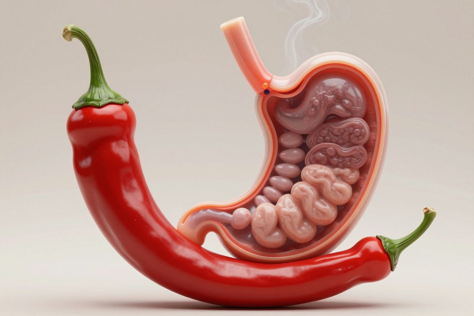 A kapszaicin fokozza a gyomorsavtermelést és serkenti a motilitást.