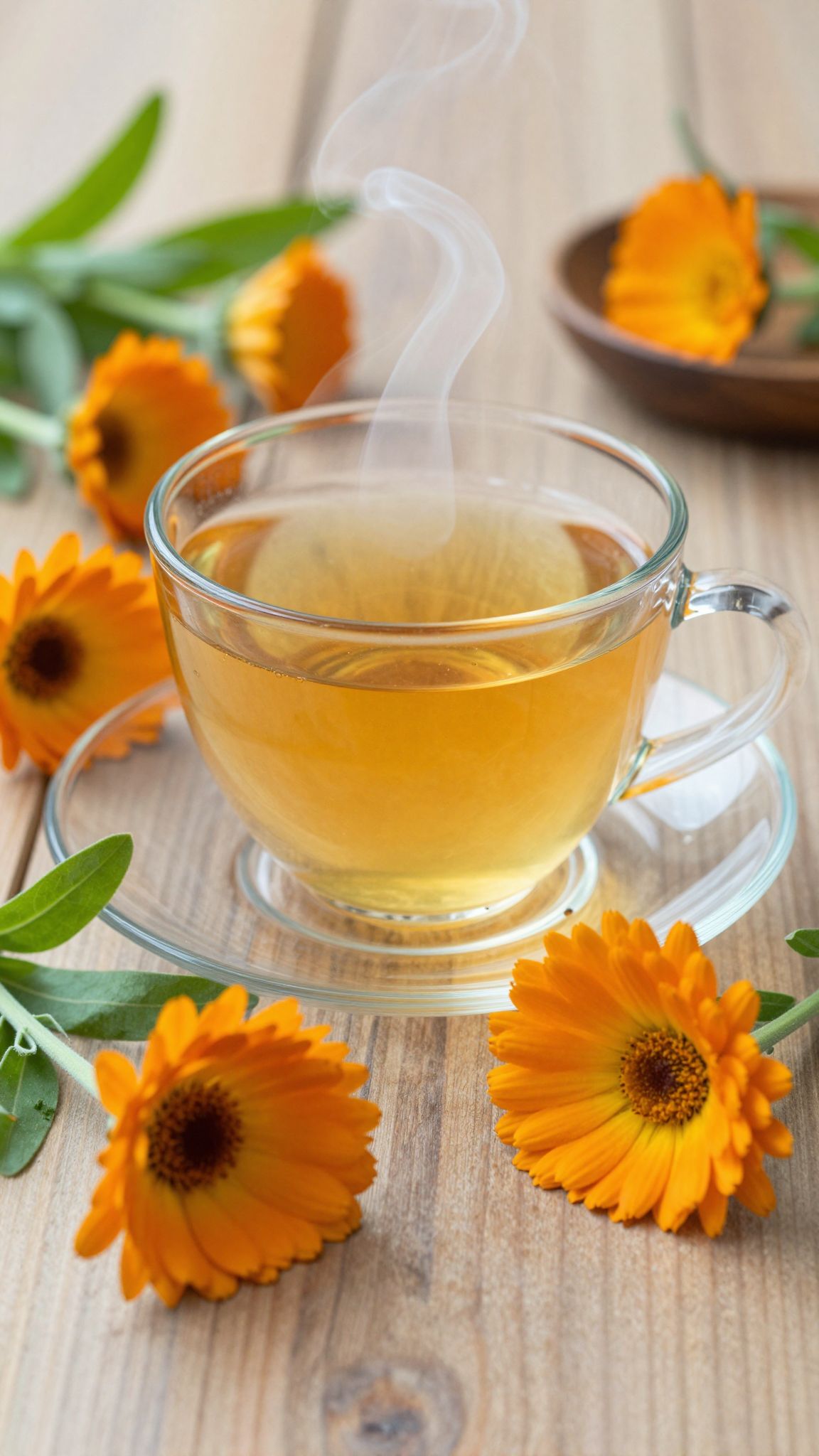 A körömvirág tea erősíti az immunrendszert gyulladáscsökkentő hatásával.