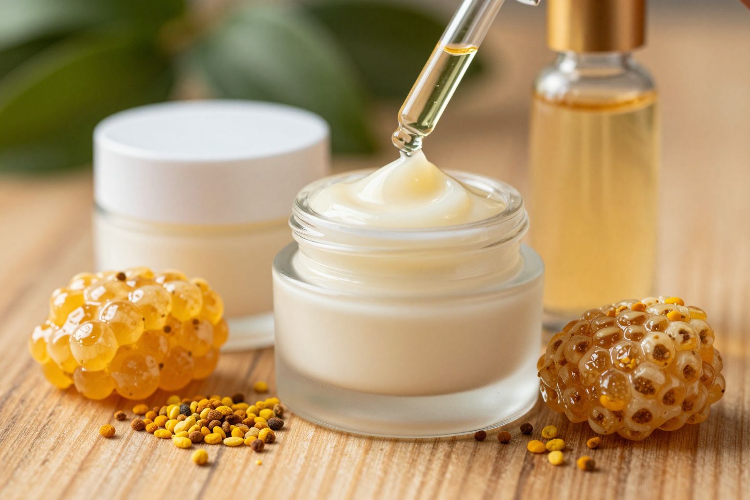 A méhpempő természetes revitalizáló hatóanyag arckrémekben.