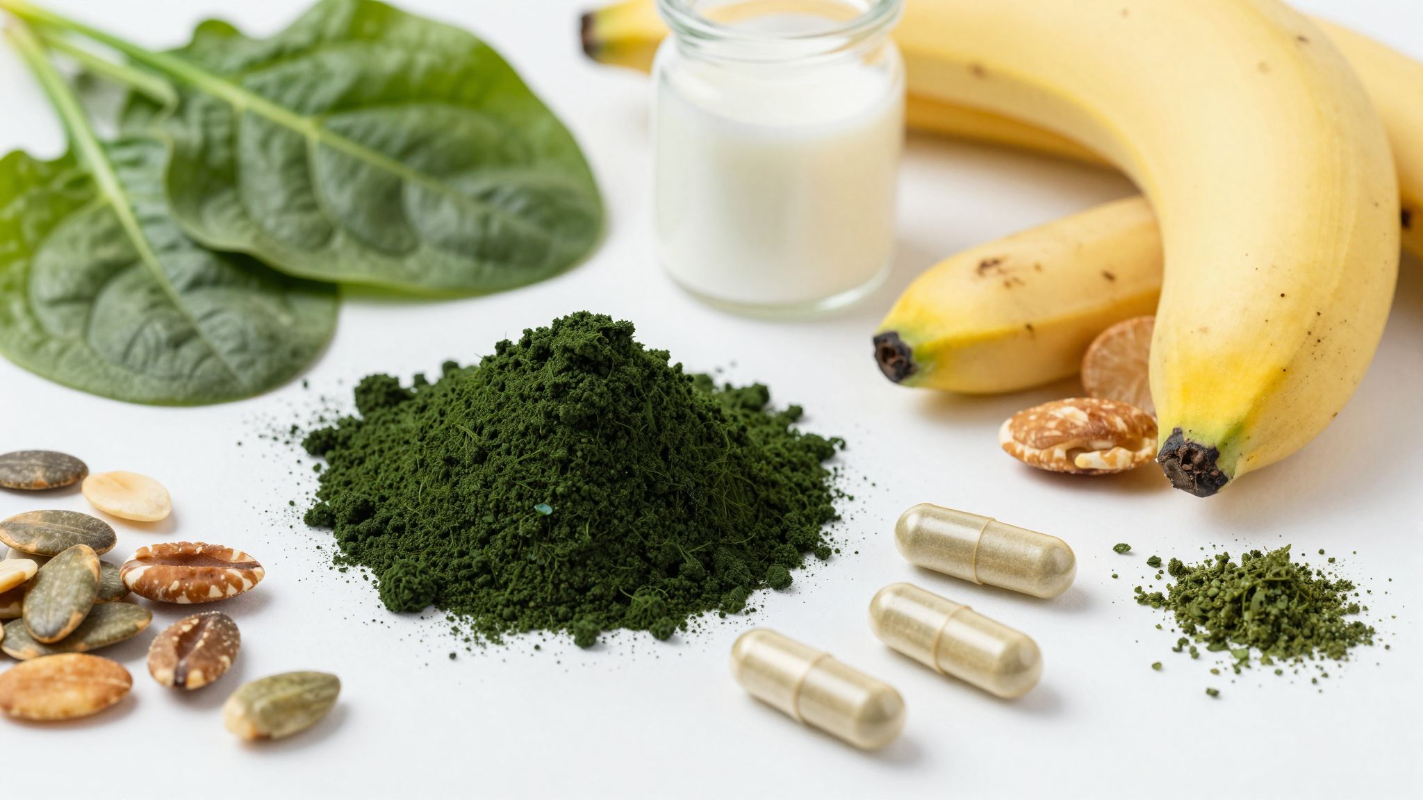 A spirulina vas, magnézium, kálium és kalcium természetes forrása.