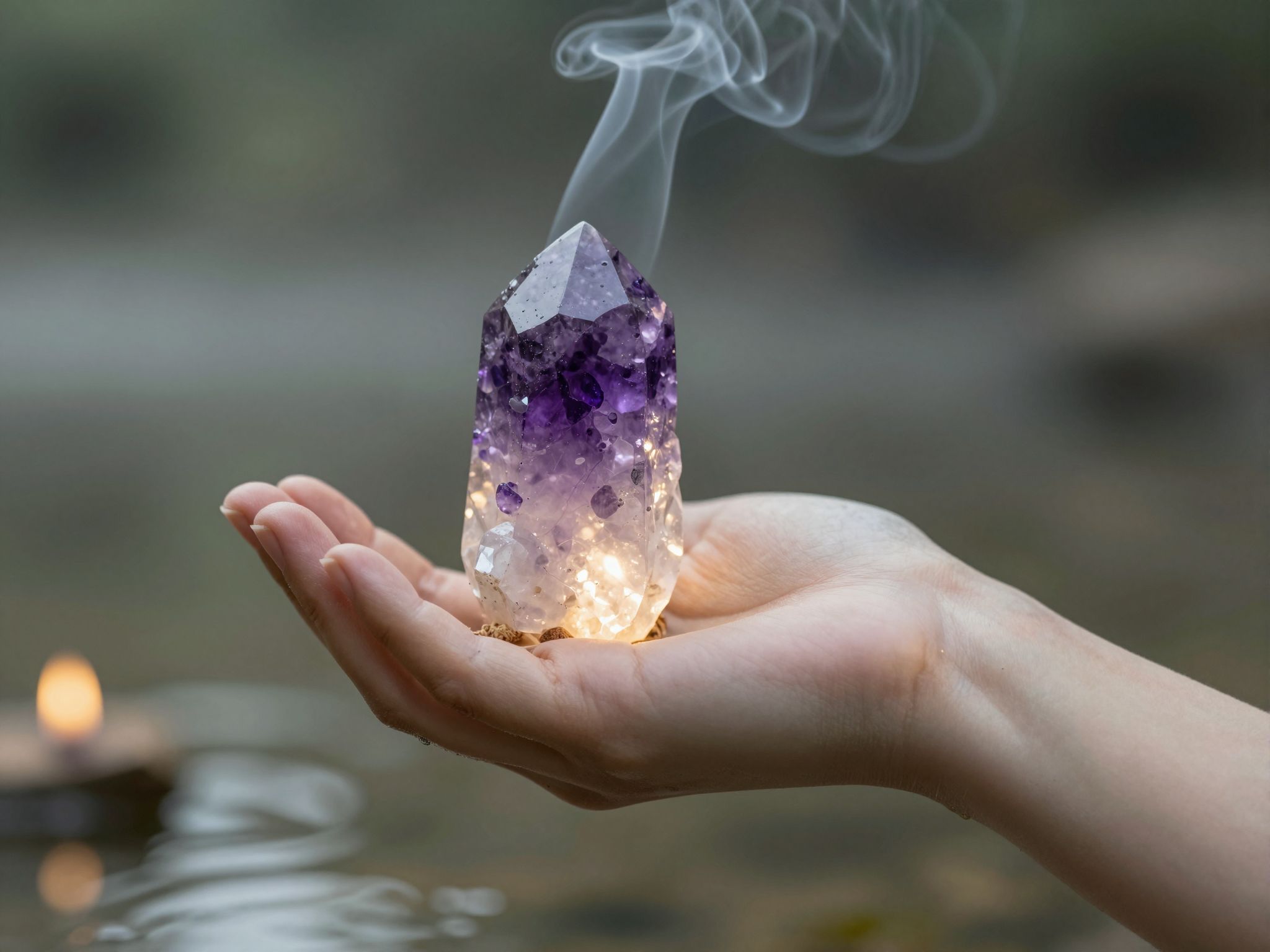 Az ametiszt erősíti a meditáció mélységét és belső békét.