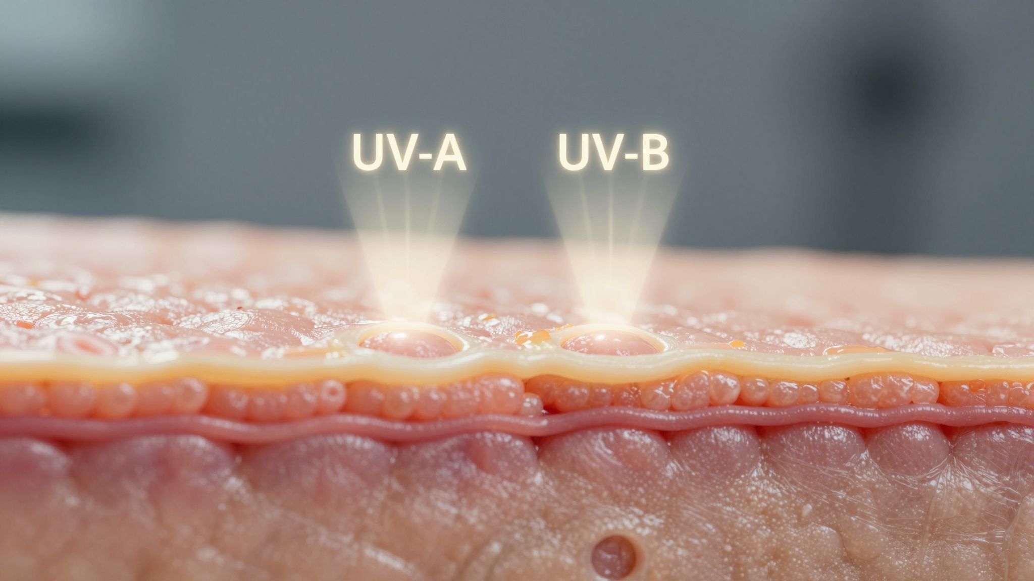 Az UV-A mélyebbre hatol, UV-B elsősorban a felszínt károsítja.