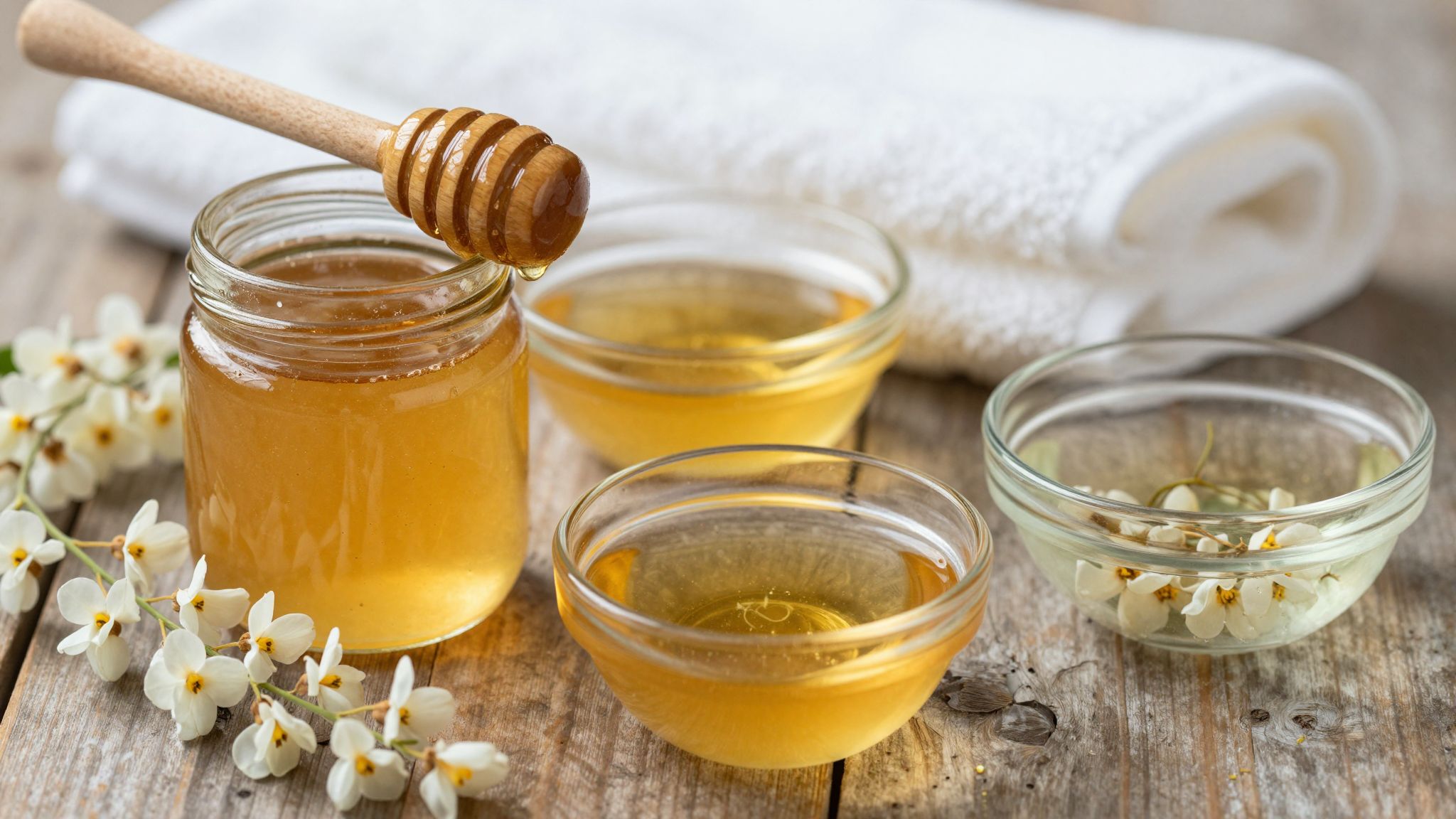 Az akácméz természetes hidratáló és bőrnyugtató hatású alapanyag.