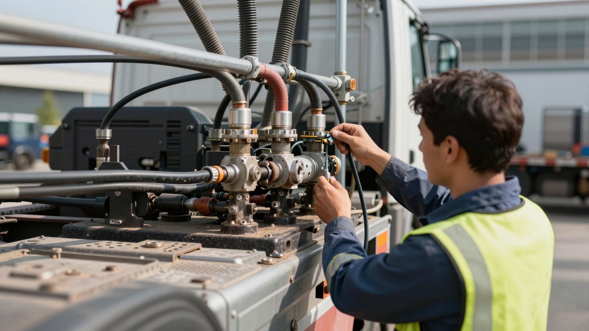 A fékkörök és légvezetékek rendszeres ellenőrzése balesetmegelőző alapfeltétel.