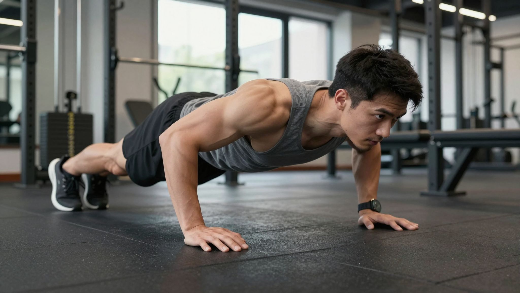 A négyütemű fekvőtámasz fejleszti az izometriás és dinamikus erőt.