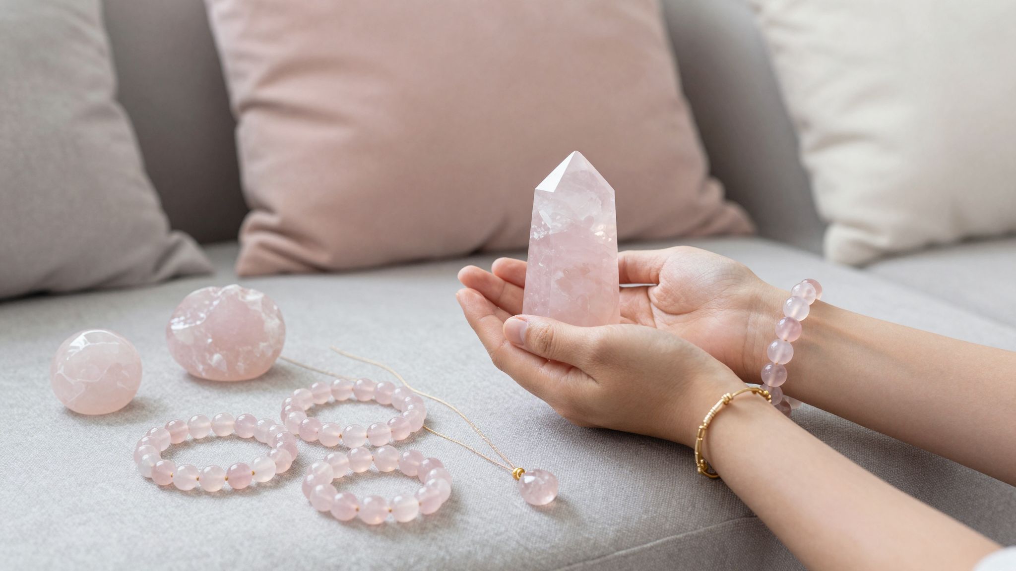 A rózsakvarc meditációban nyugalmat és önszeretetet erősít.