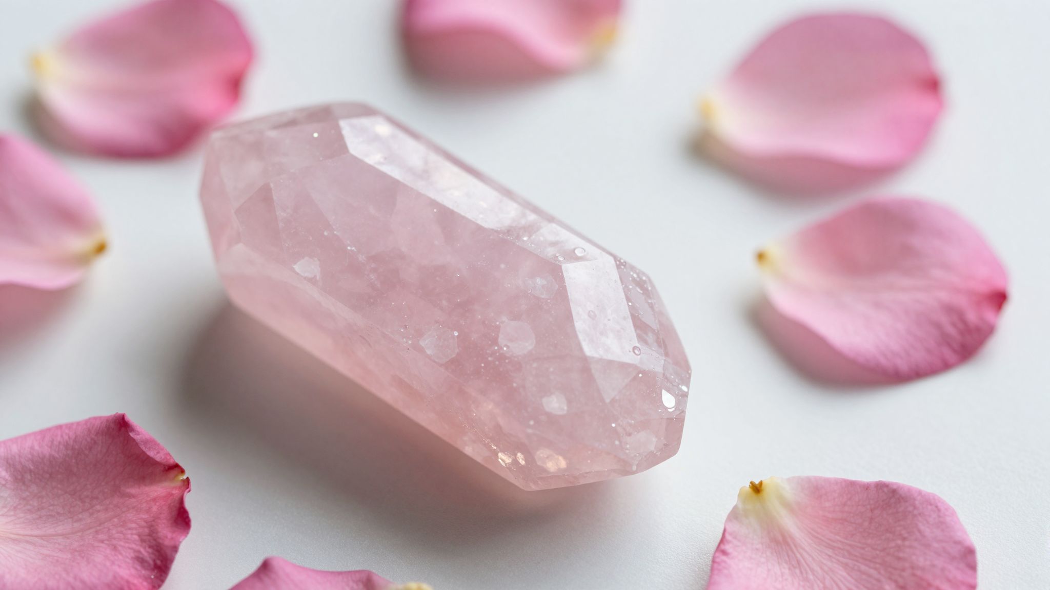 A rózsakvarc színe a szeretet és gyógyulás energiáját hordozza.