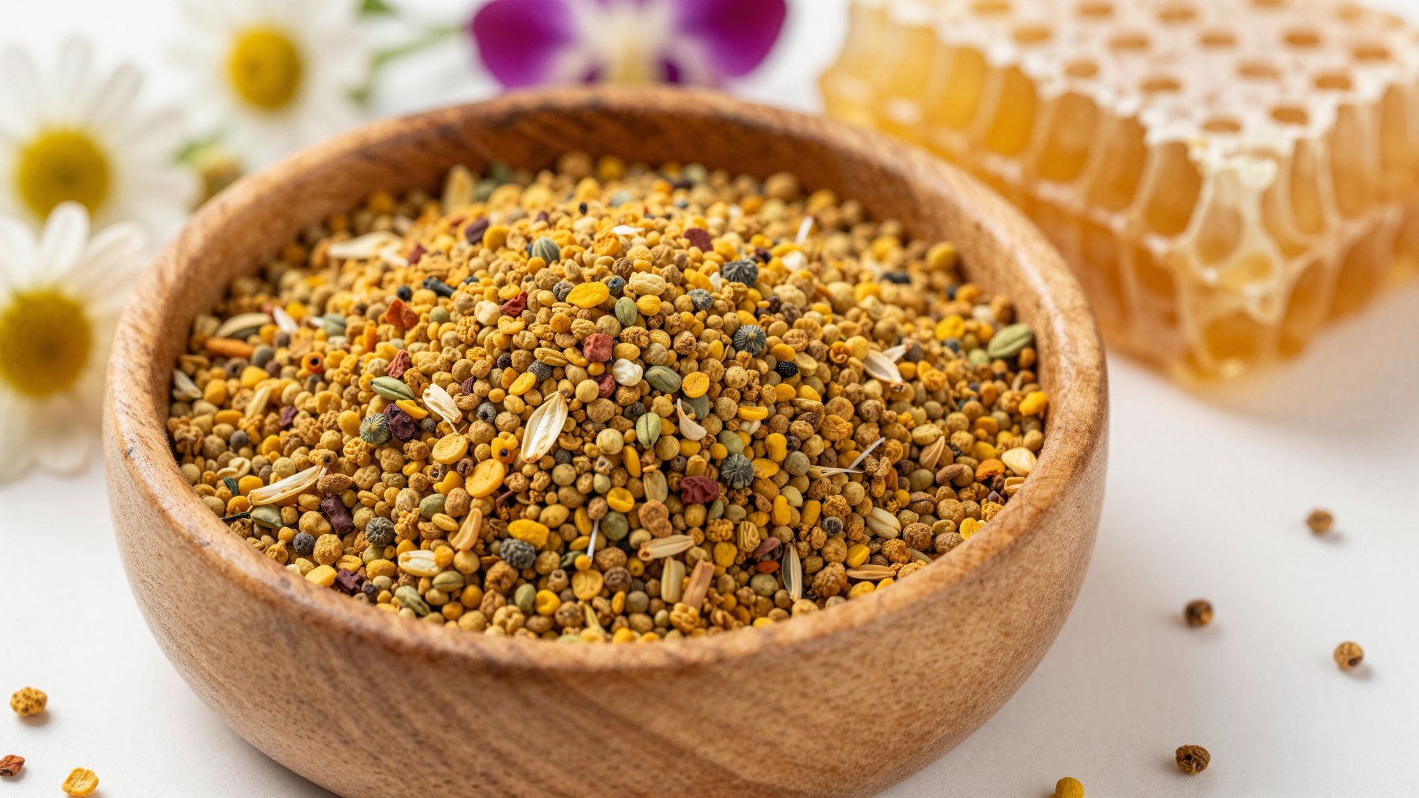 A szárított virágpor természetes immunerősítőként csökkenti az allergiás tüneteket.