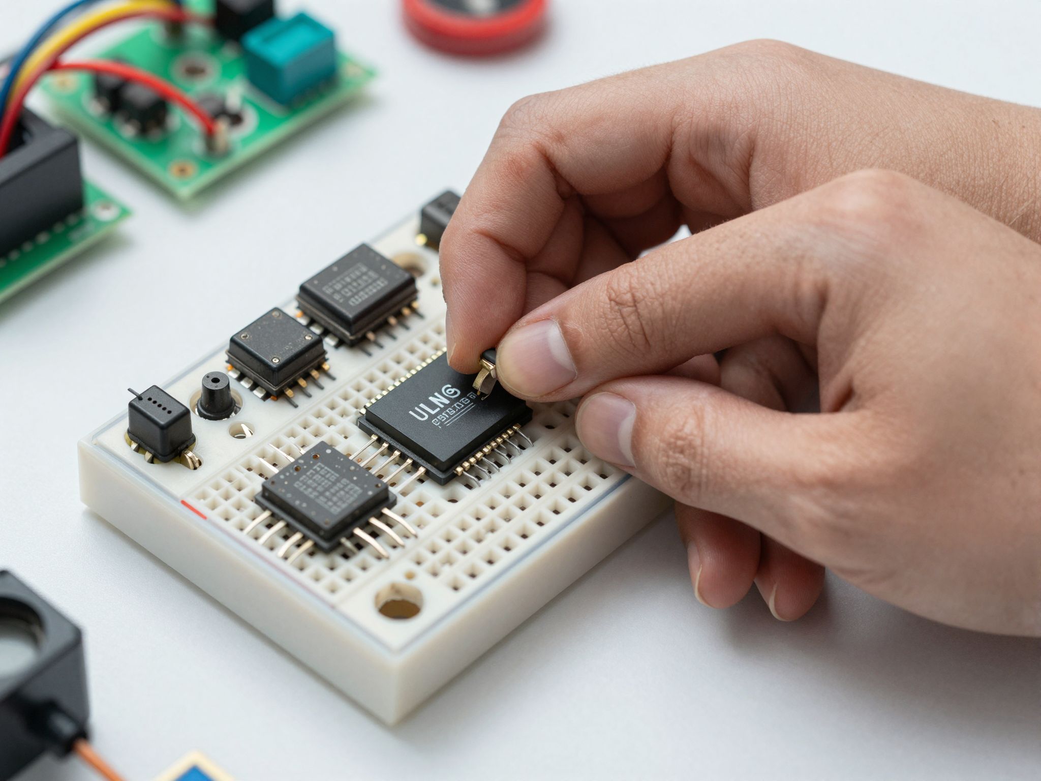 A ULN2003 könnyen integrálható léptetőmotor-vezérléshez hobbi projektekben.