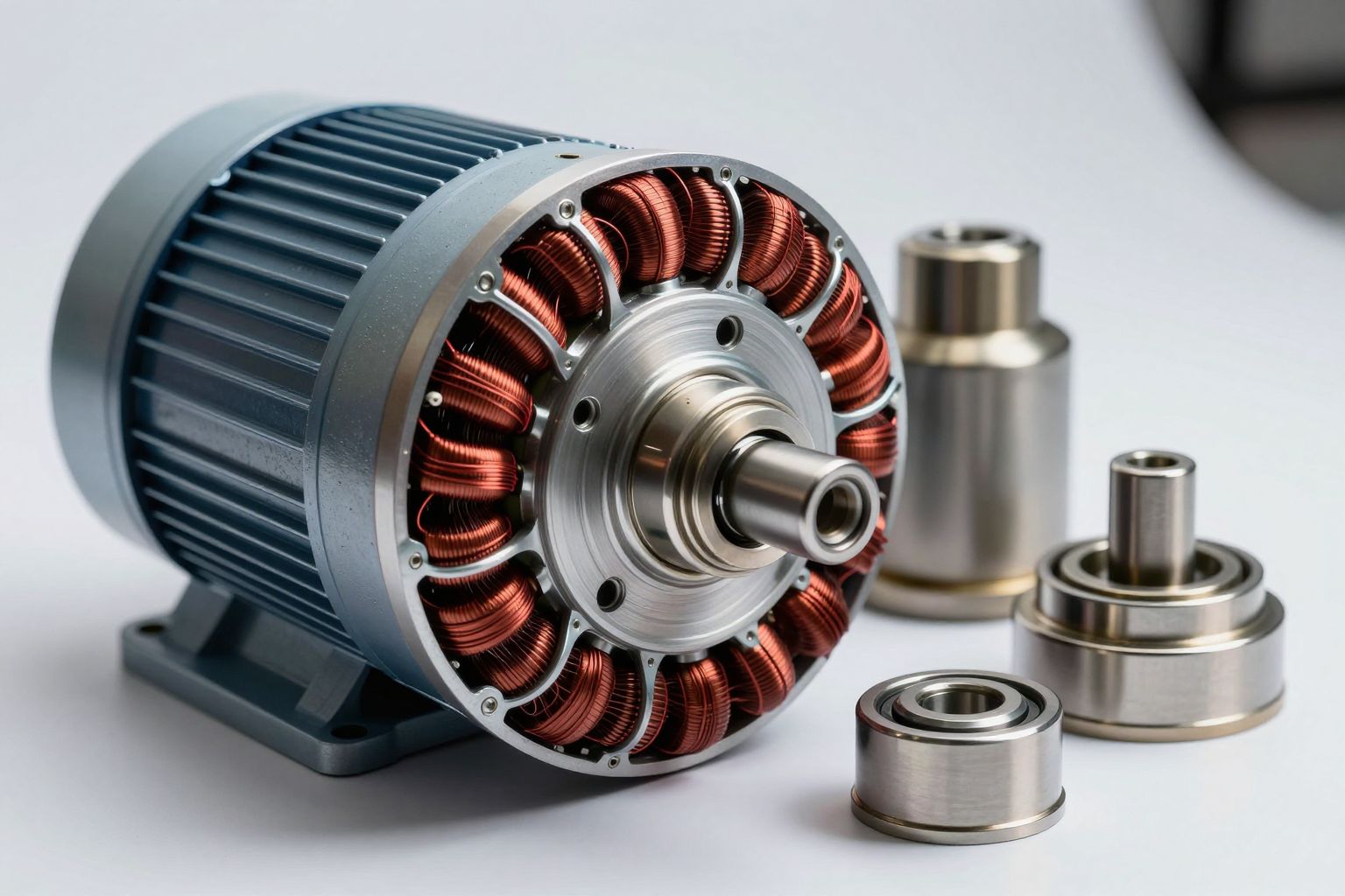 Az elektromotor mágneses mezője forgó mozgást hoz létre.