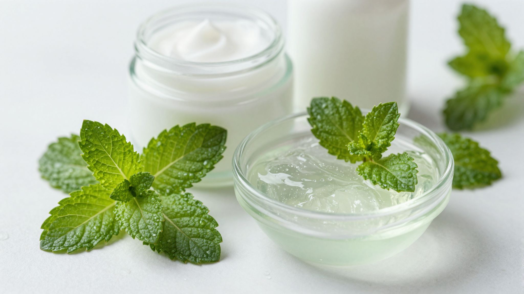 A menta enyhíti a bőrgyulladást hűsítő hatásával.