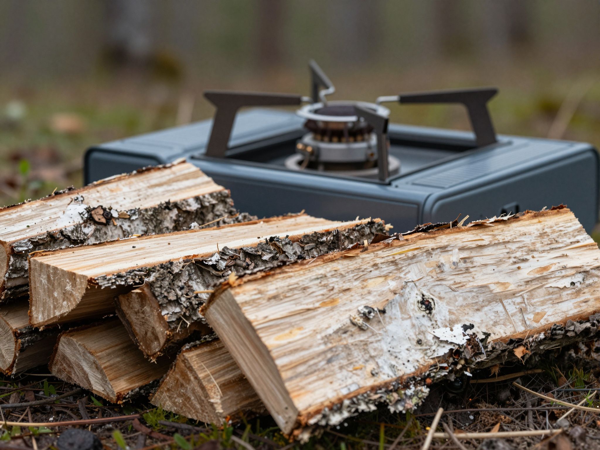 A fakéreg természetes, környezetbarát tüzelőanyag a kempingezéshez.
