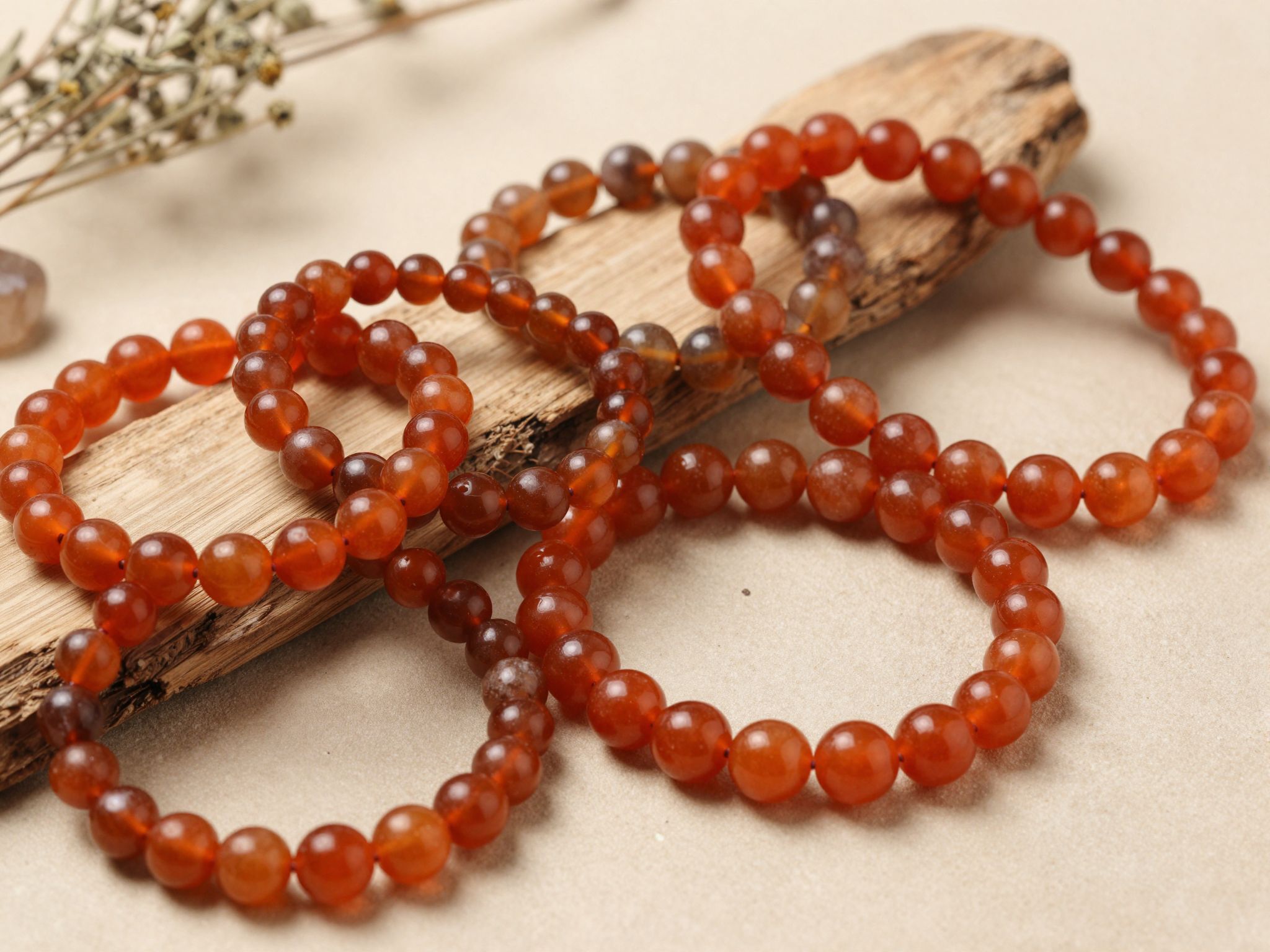 A karneol karkötő erősíti az önbizalmat és kreativitást.