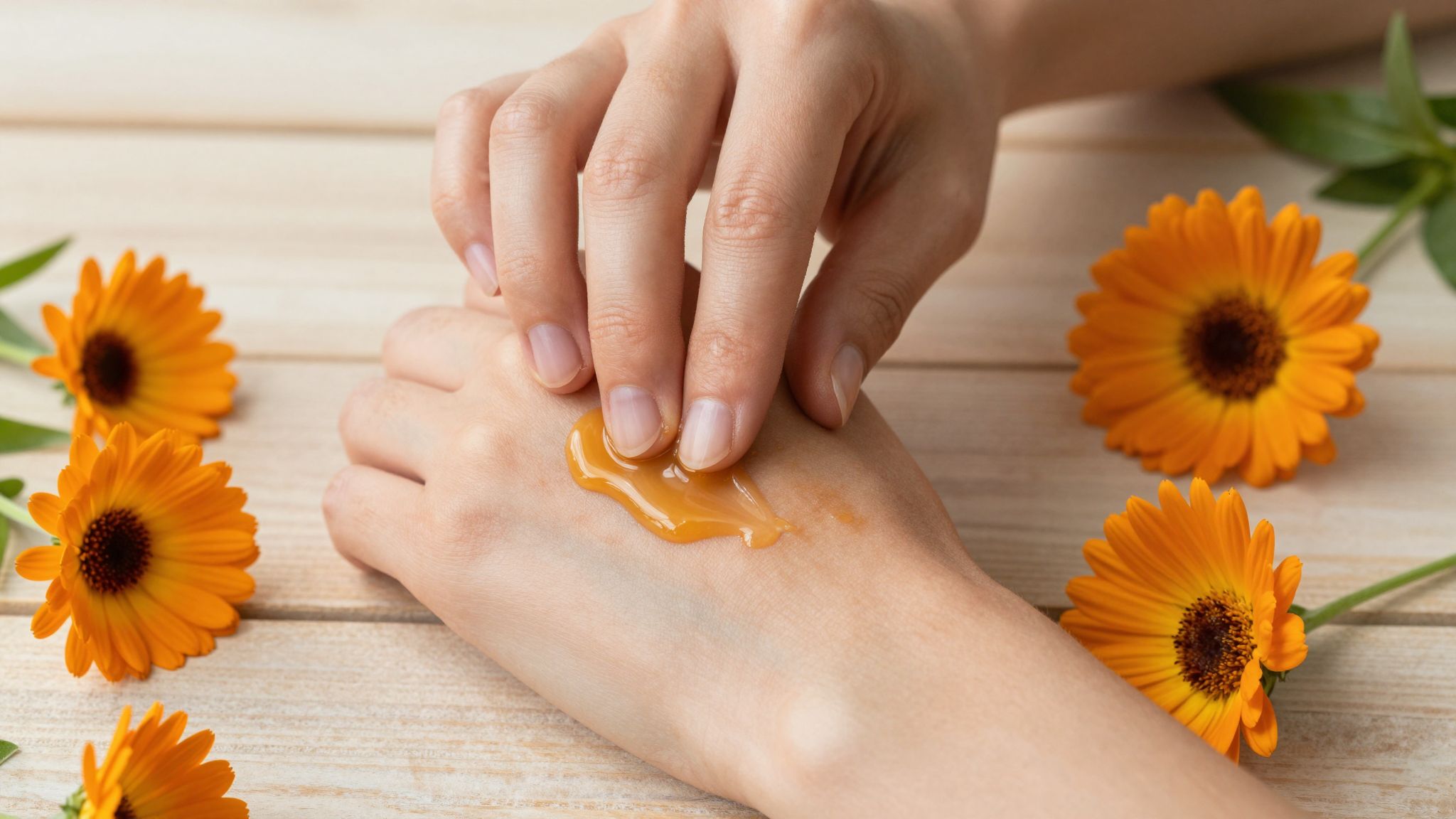 A körömvirág balzsam gyorsítja a napégés gyógyulását természetesen.