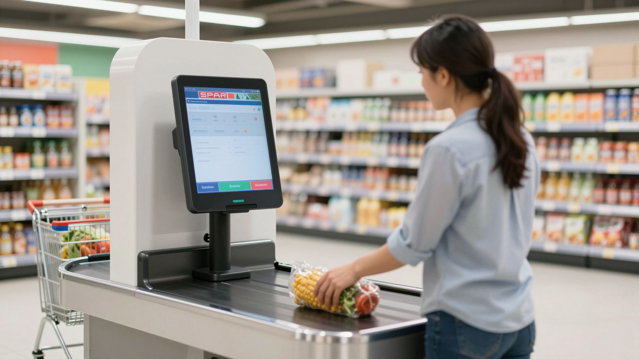 Az önkiszolgáló kasszánál egyszerűen lapozz a termékek között.