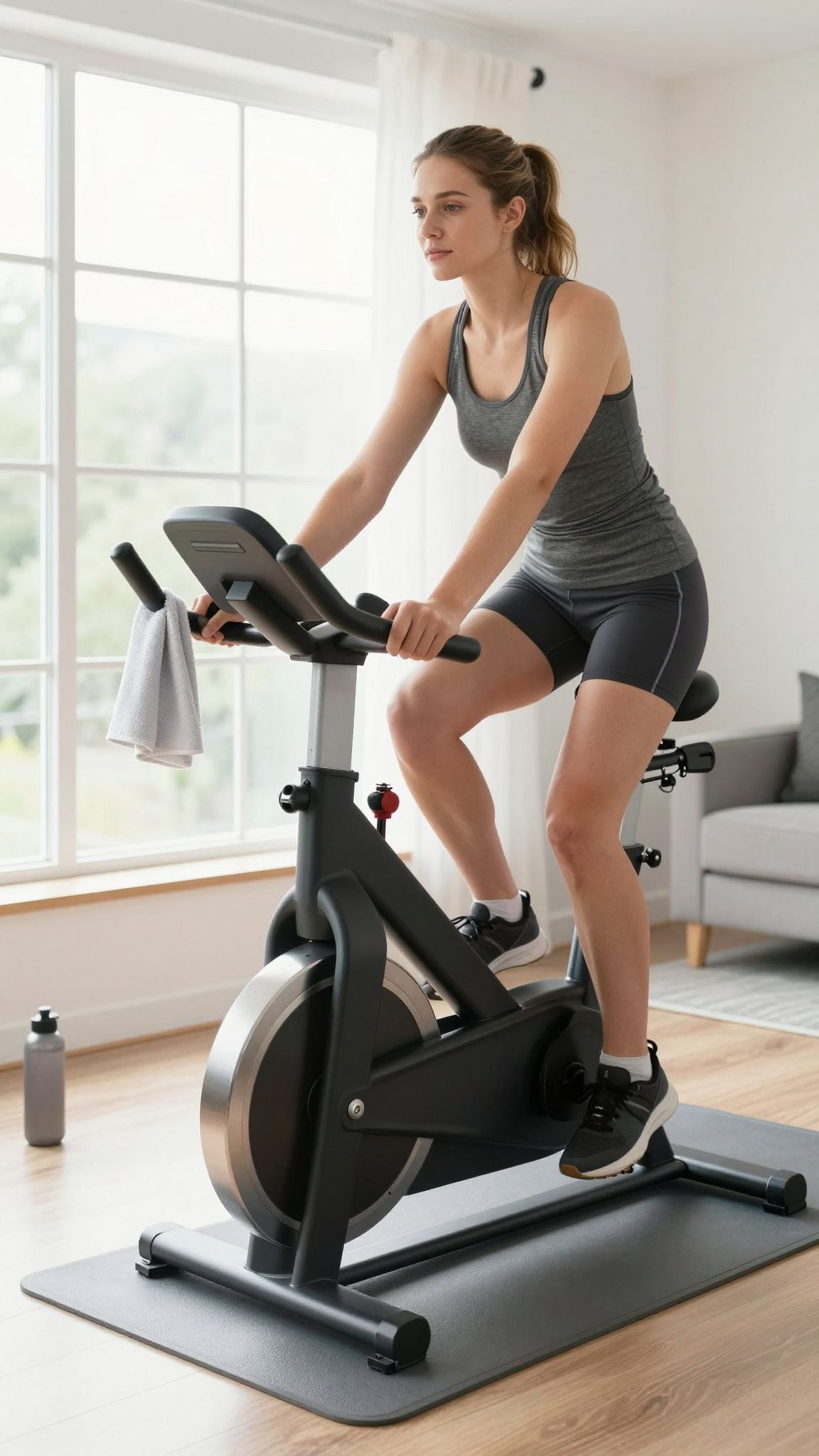 A helyes testtartás kulcs a biztonságos szobabiciklizéshez.