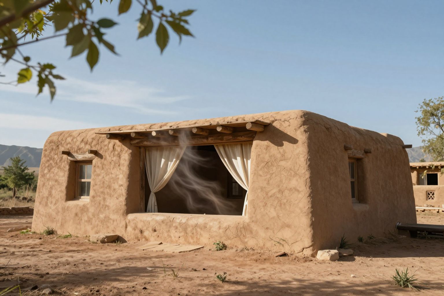 A vályogépületek természetes légcseréje tájolás és klíma szerint optimalizált.