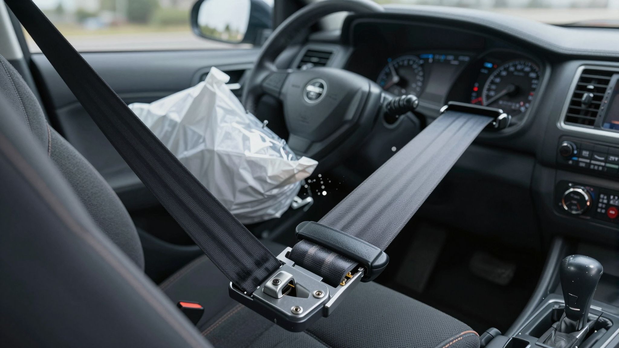 Az övfeszítő patron csökkenti a sérülések súlyosságát frontális ütközésnél.