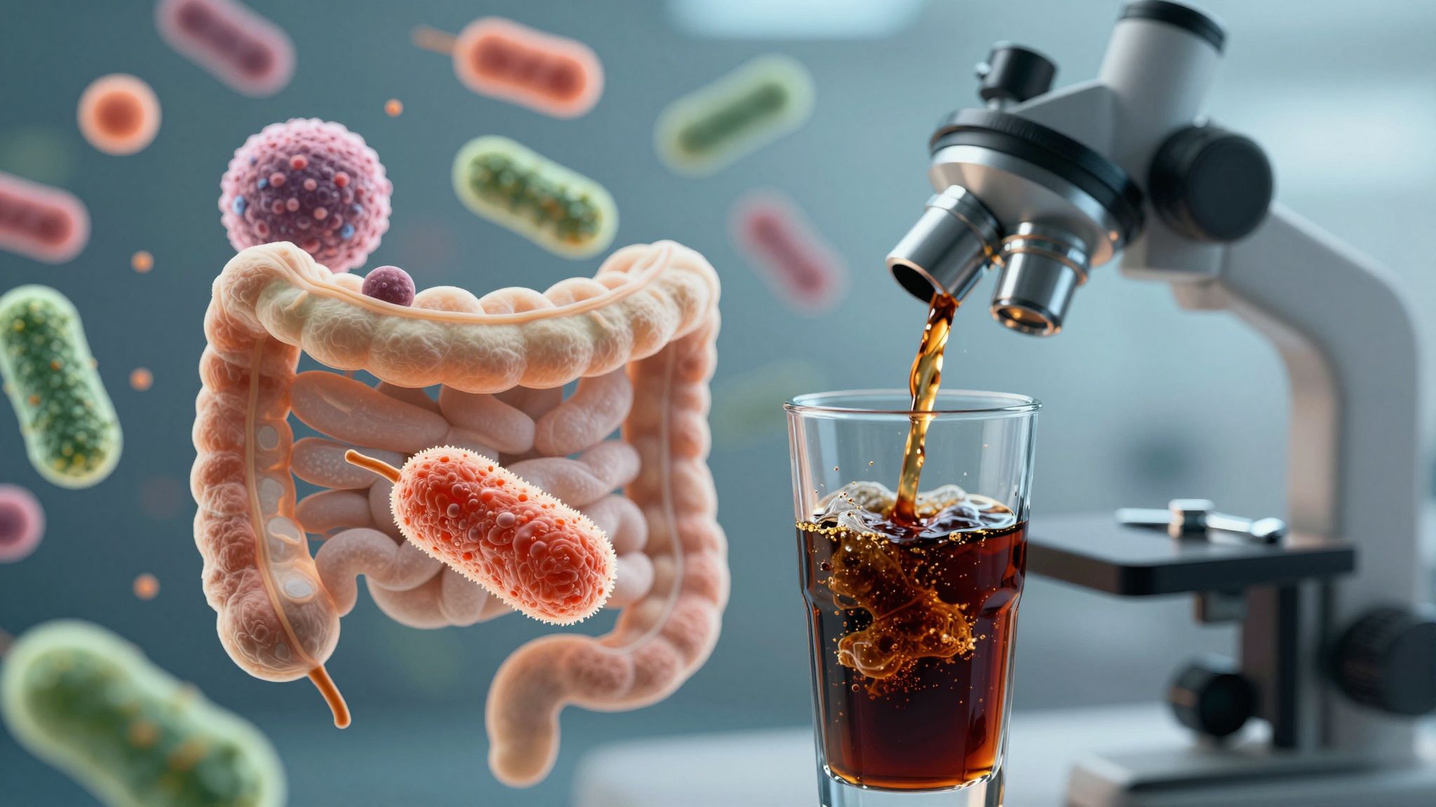 Az üdítők cukortartalma rontja a bélflóra egyensúlyát.