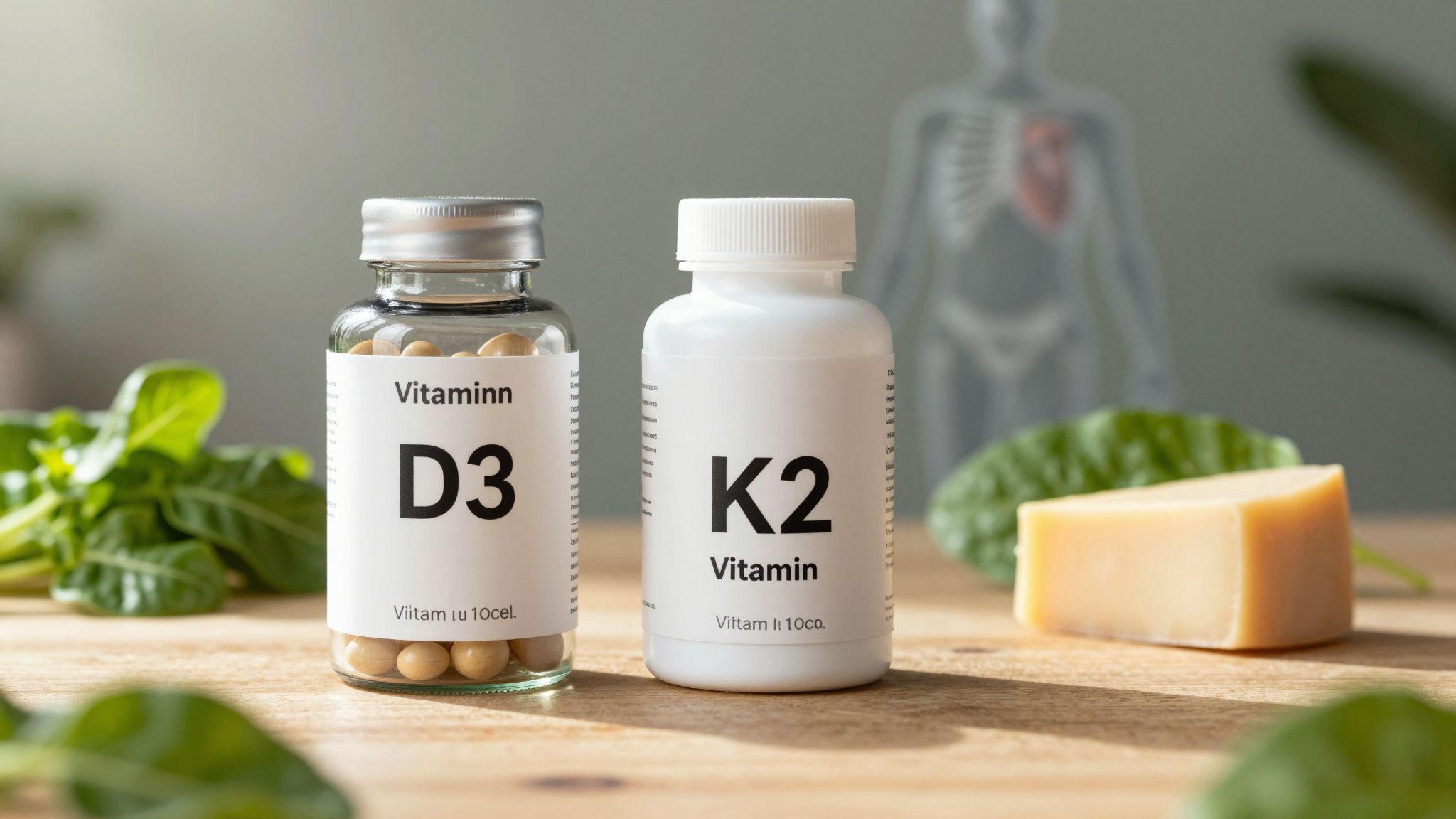 A K2 és D3 vitamin együtt javítja a kalcium hasznosulását.