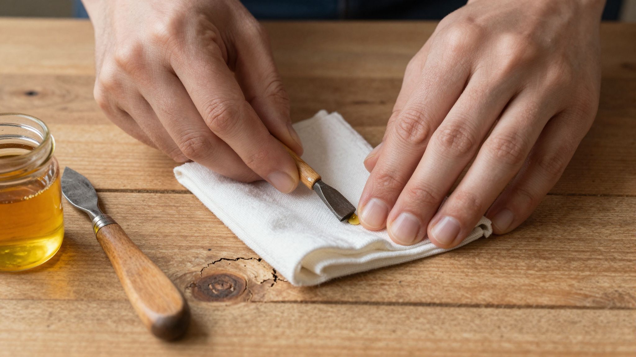 A lenolaj mélyen hatol, megőrzi a fa természetes szépségét.