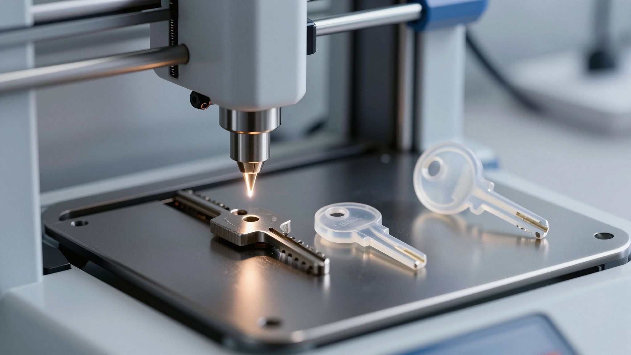 A lézeres vágás precízebb és gyorsabb kulcsmásolást tesz lehetővé.