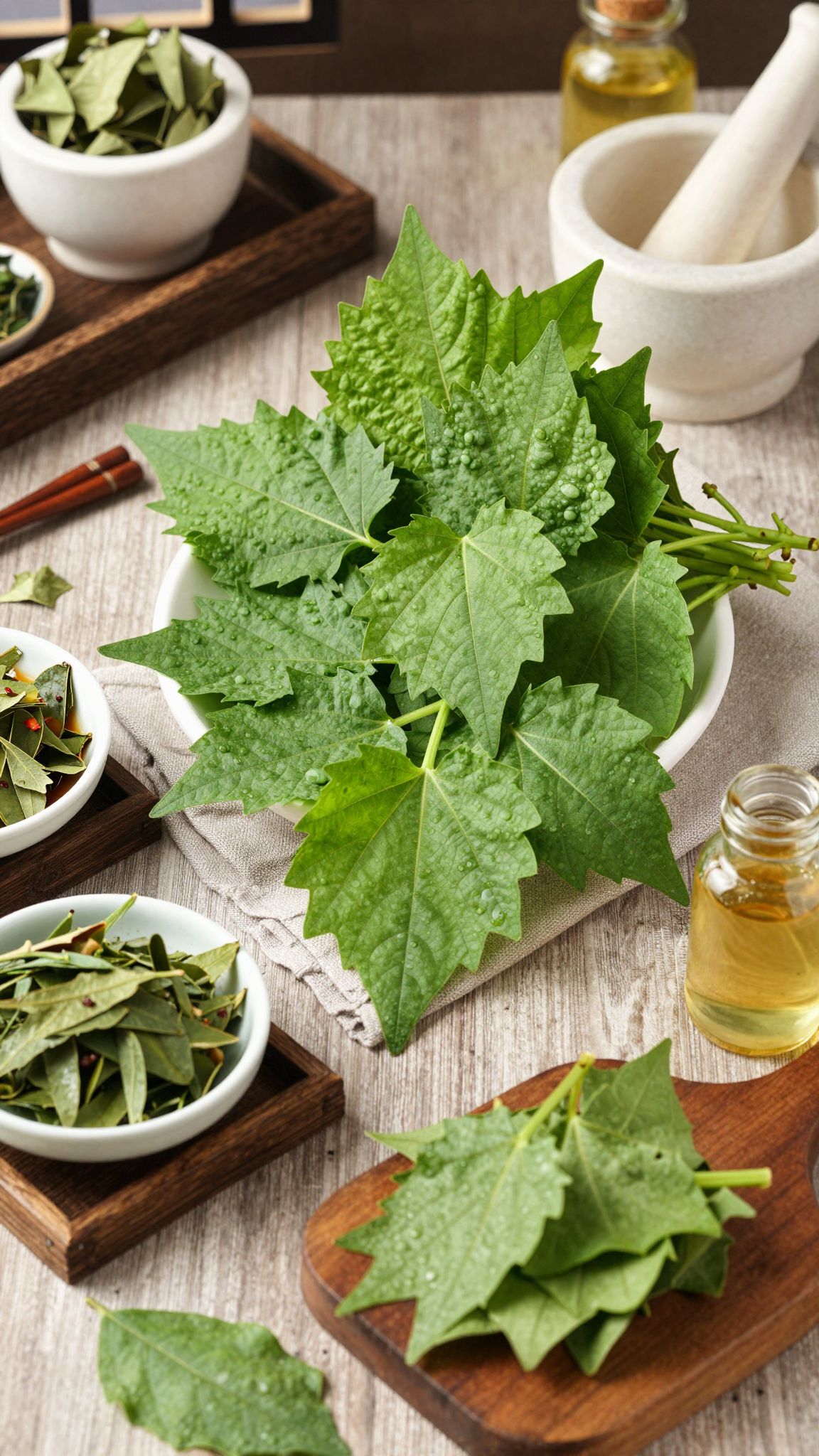 A perilla levelei fűszerként és allergia enyhítésére is használhatók.