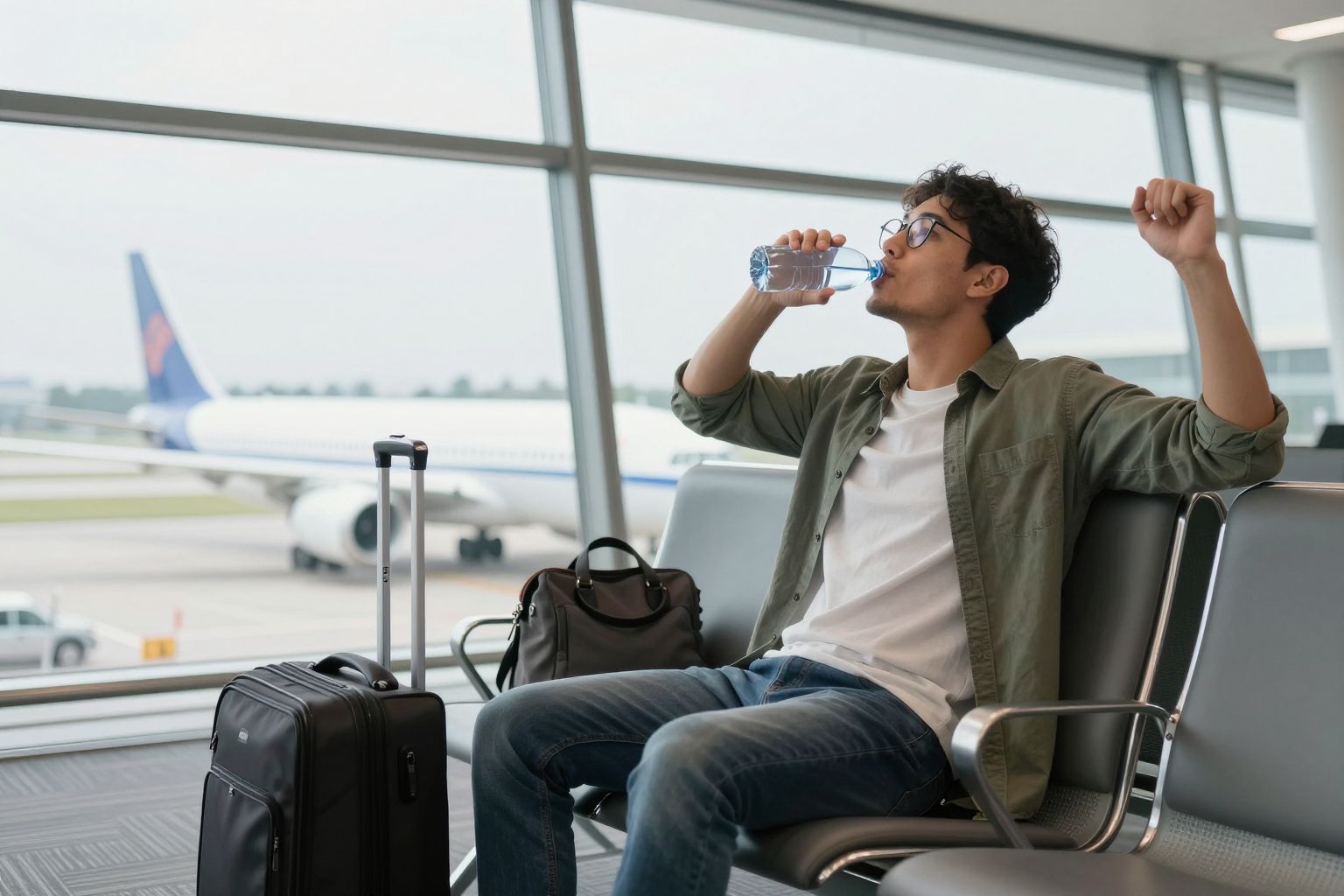 Repülés előtt hidratálj, hogy elkerüld a kiszáradást és fáradtságot.