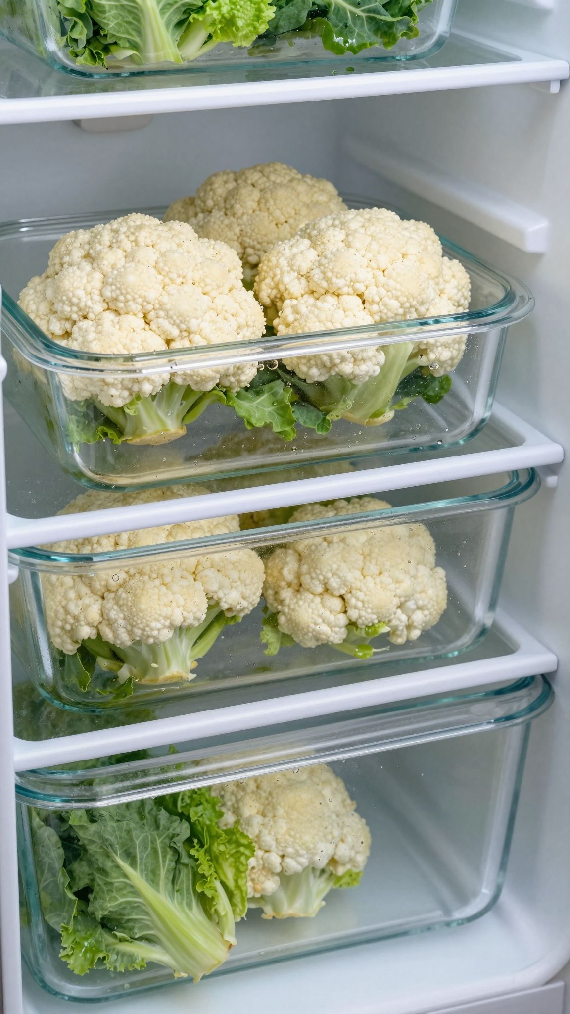 A karfiol hűtőben, légmentesen tárolva tovább friss marad.