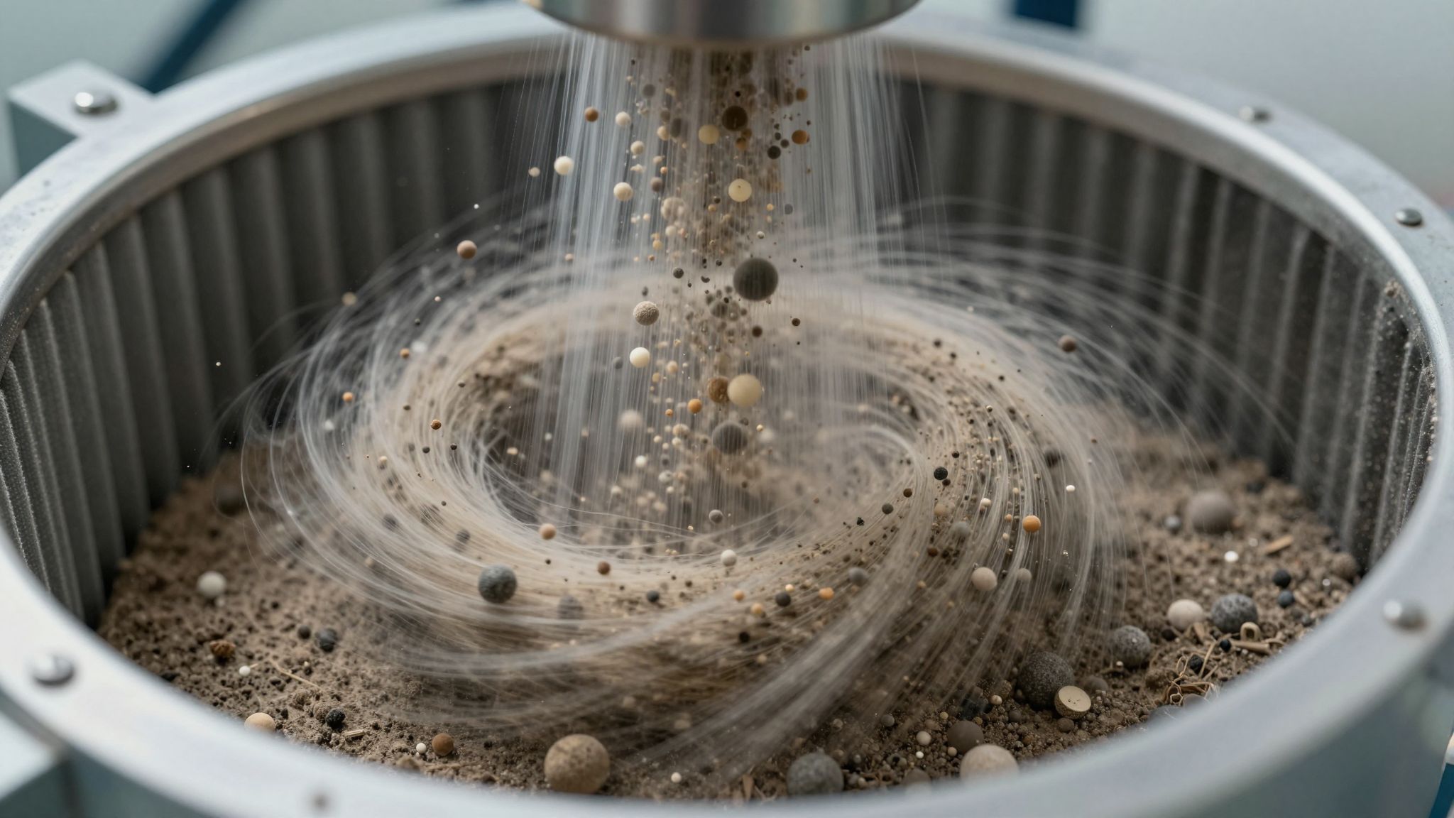 A kisebb porszemcsék csökkentik a ciklon szűrő hatékonyságát.