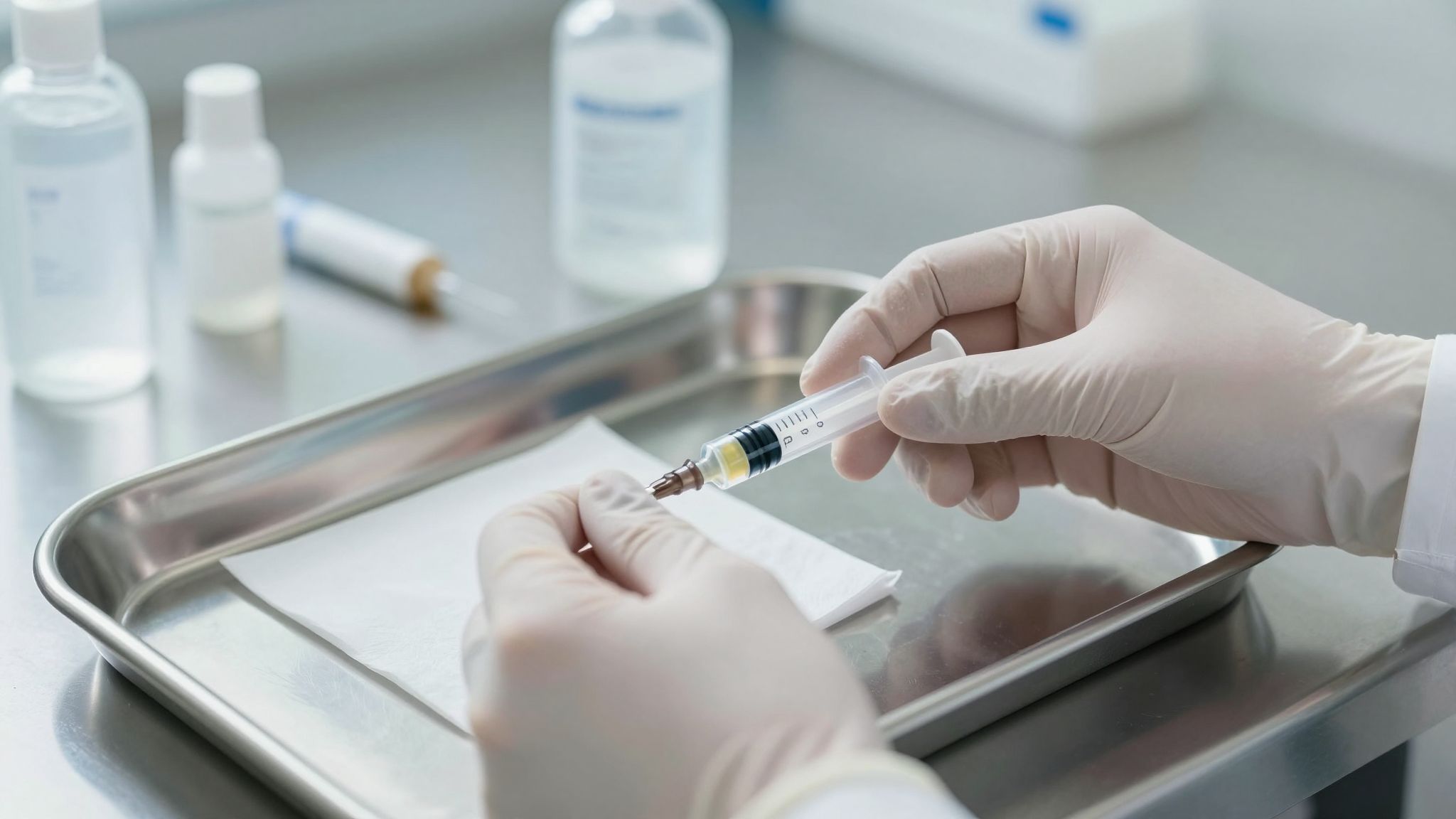 A sterilizálás megakadályozza a fertőzések terjedését fecskendő használatakor.