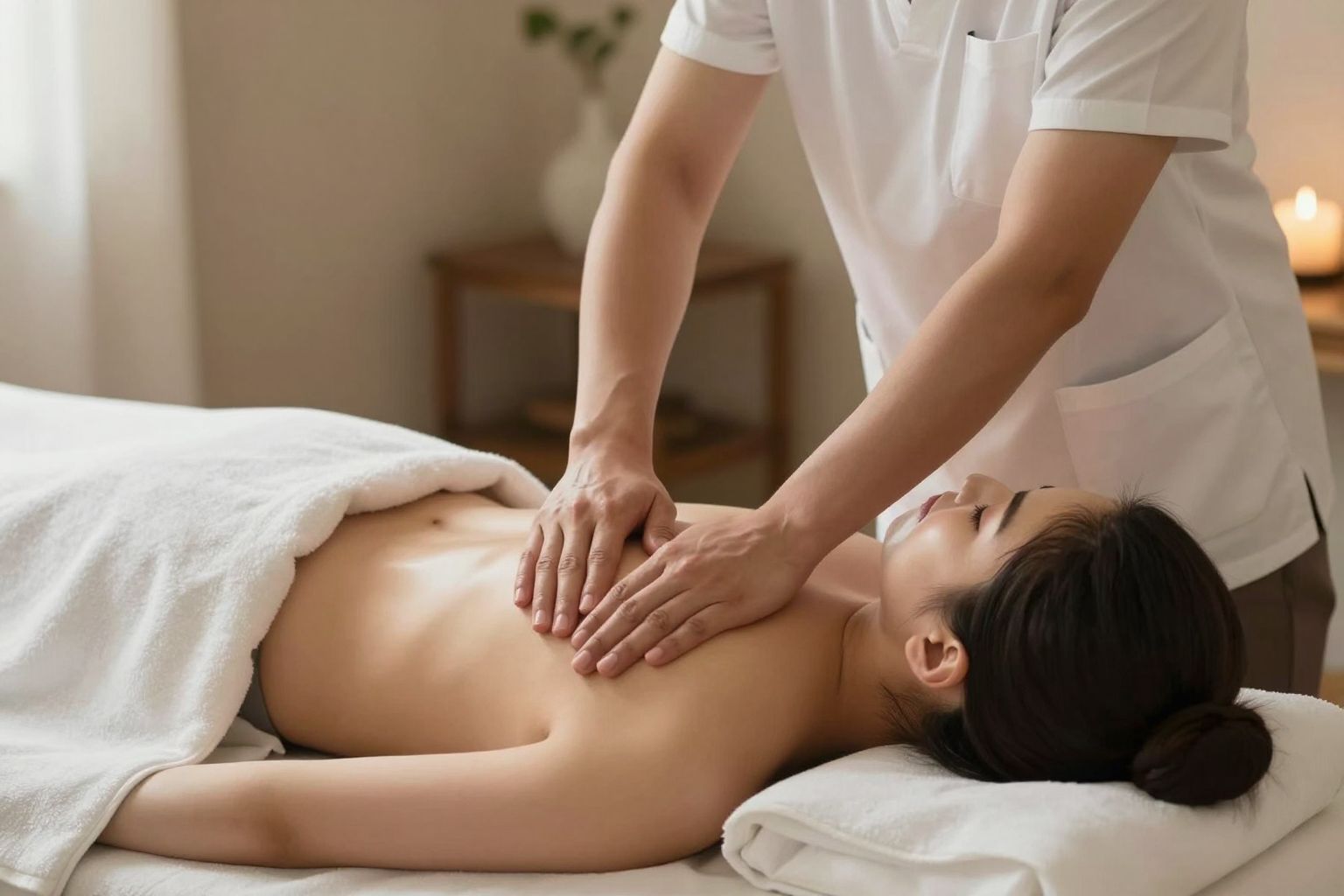 A szakember precizitása garantálja a biztonságos masszázst.