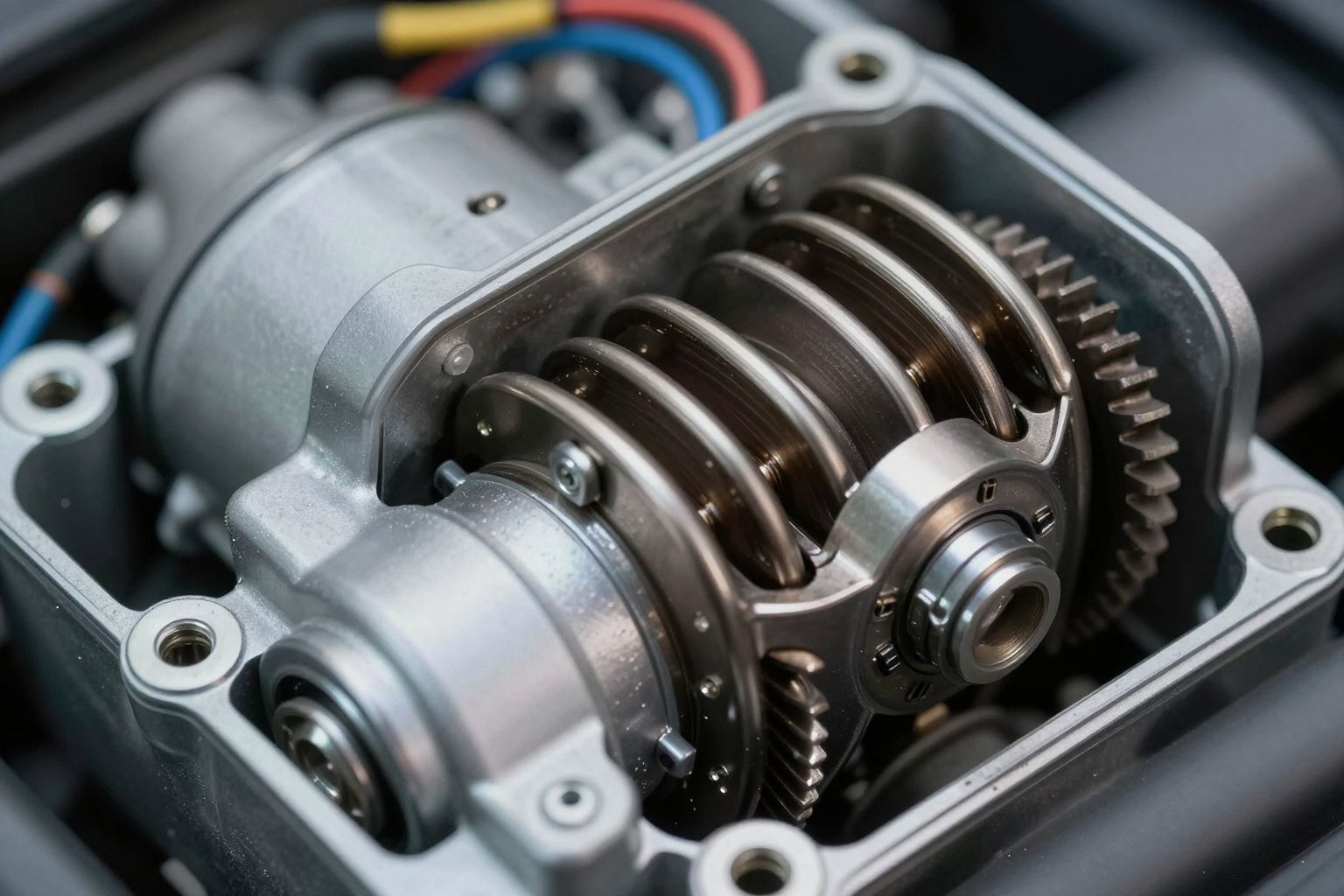 Az elektromágnes behúzótekercse indítja a fogaskereket.