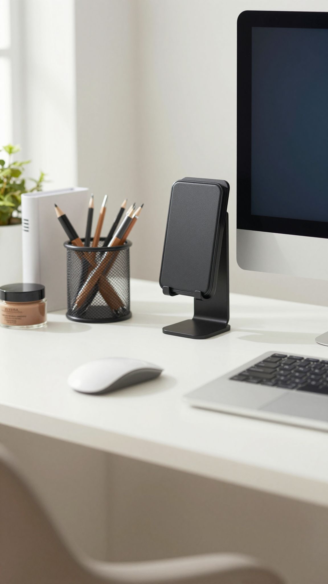 A mágneses telefontartó rendezett és hatékony irodai munkát segít.