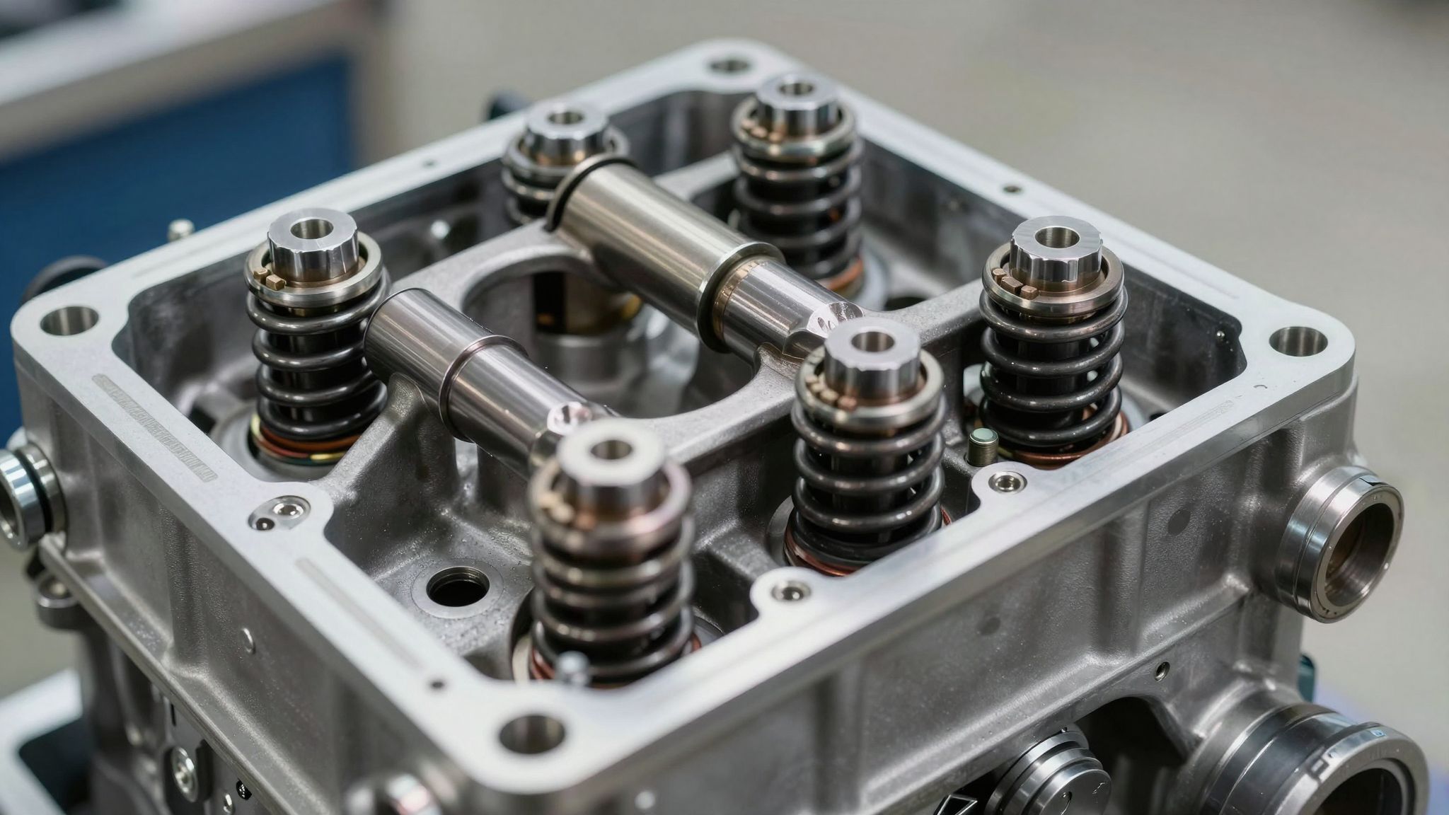 A vezérműtengely precíz szelepnyitást biztosít az optimális működéshez.